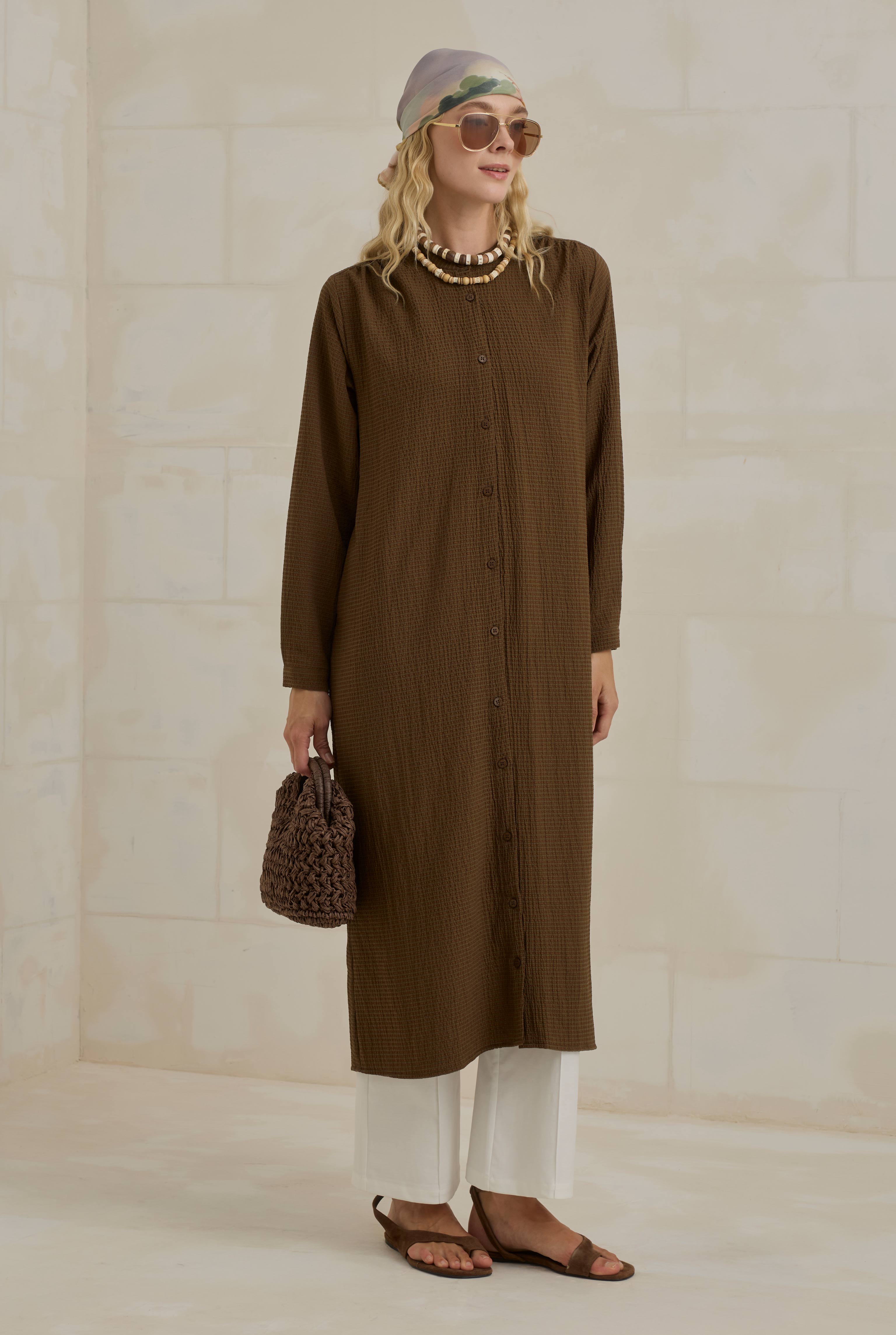 Crinkle Shirt Brown - 2