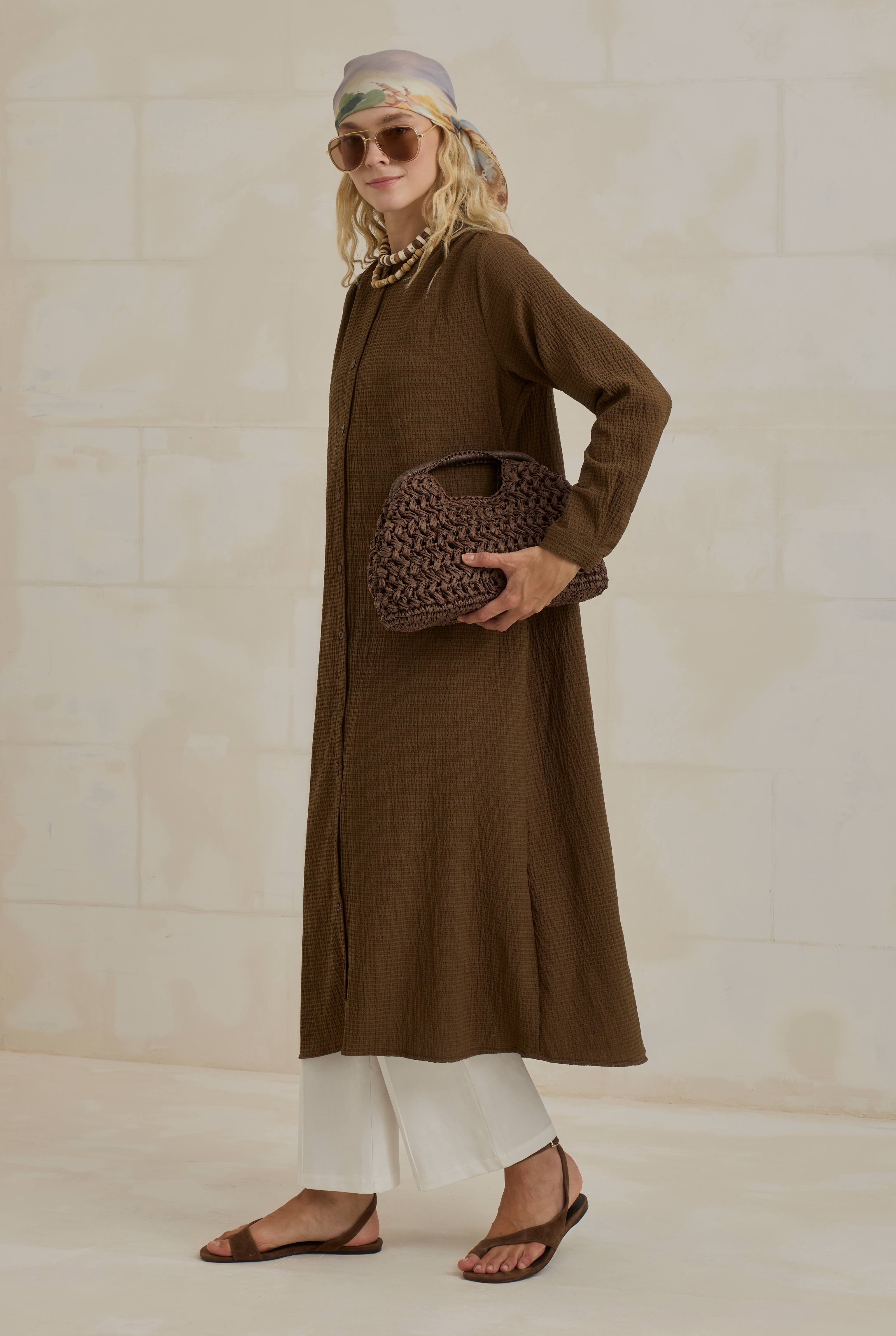 Crinkle Shirt Brown - 3