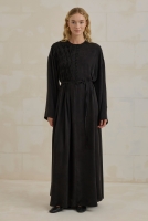 Pintuck Detail Lyocell Abaya Black 