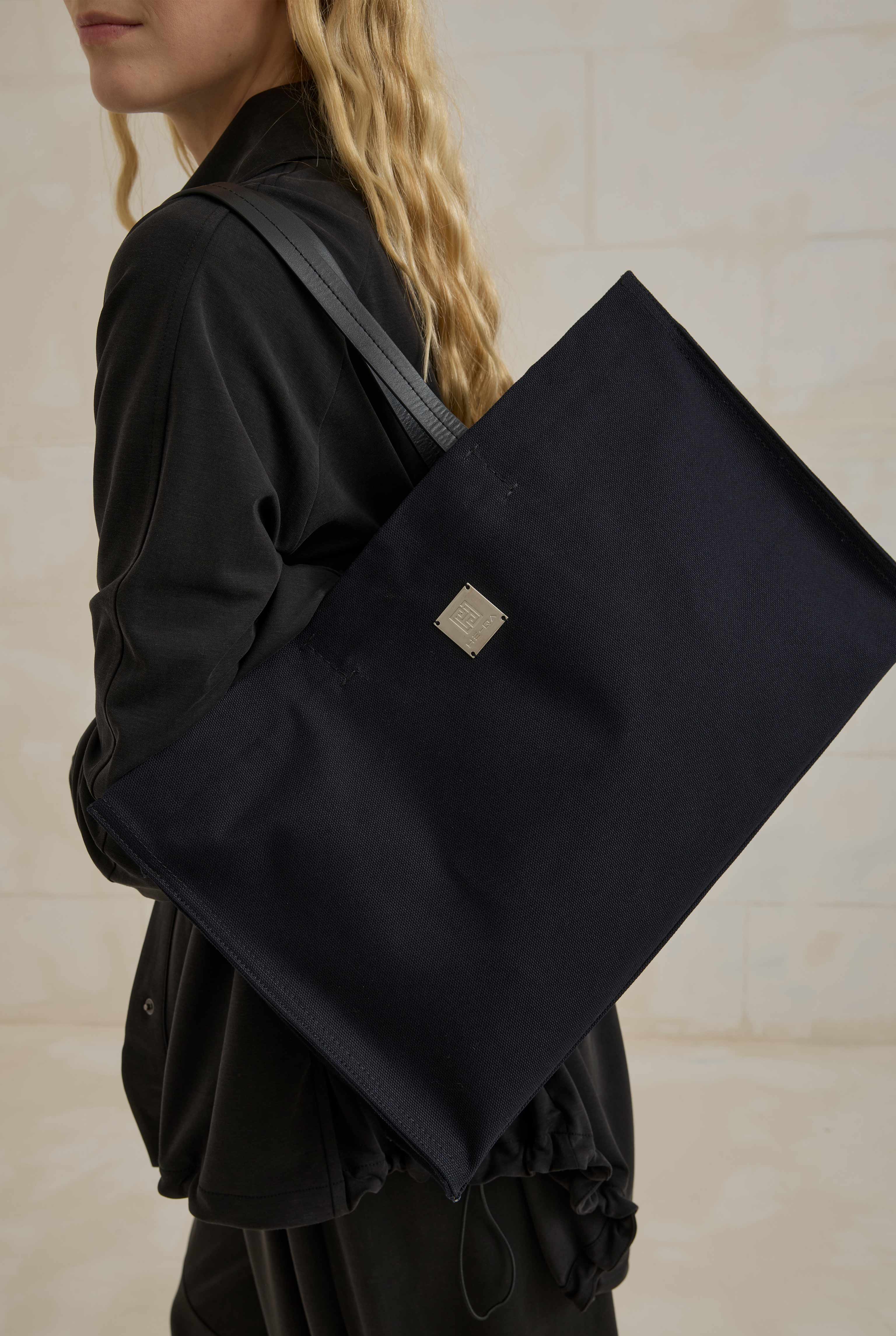 Rectangular Canvas Tote Bag Black - 1