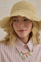 Straw Bucket Hat Beige 