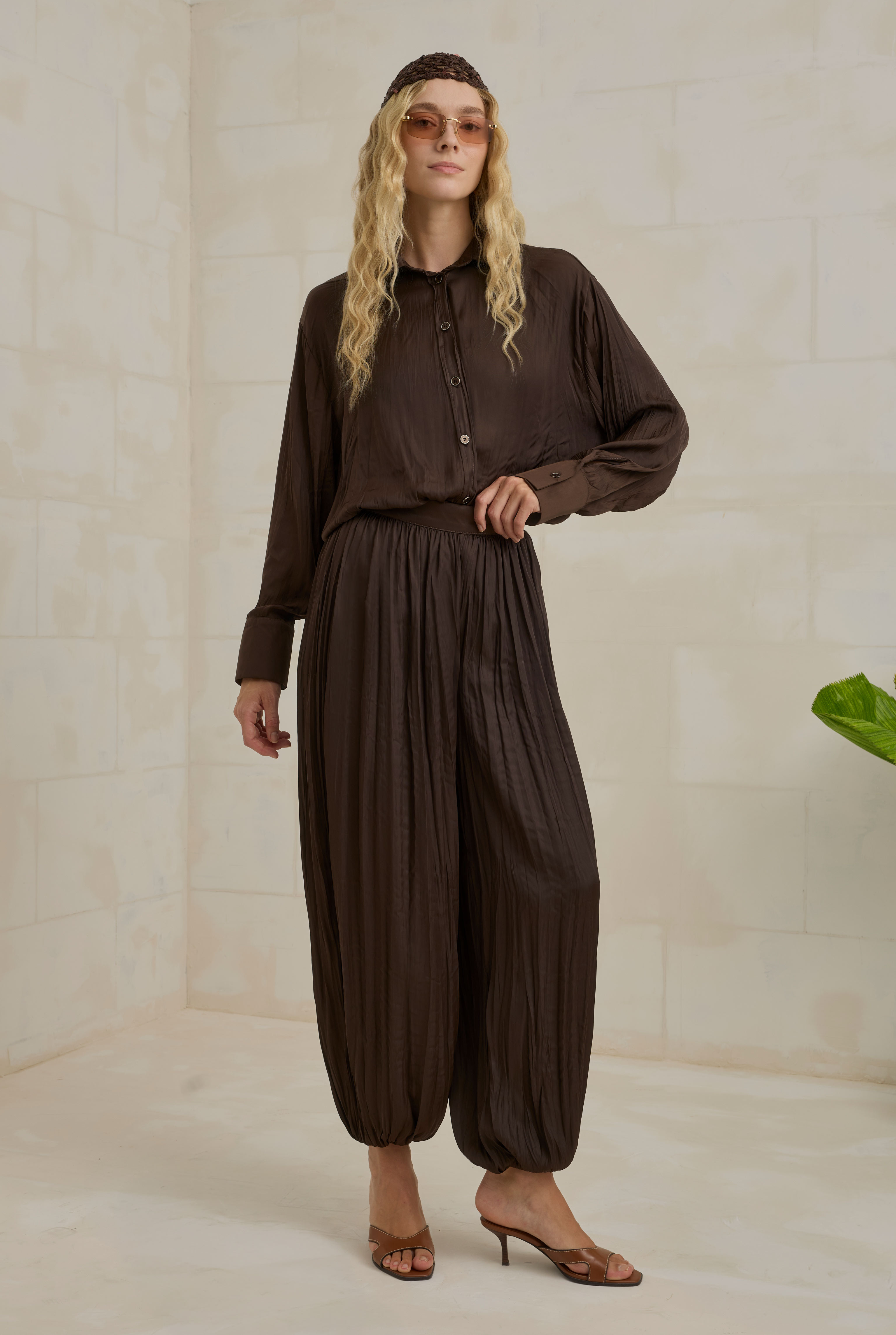 Harem Pants Set Dark Brown - 4
