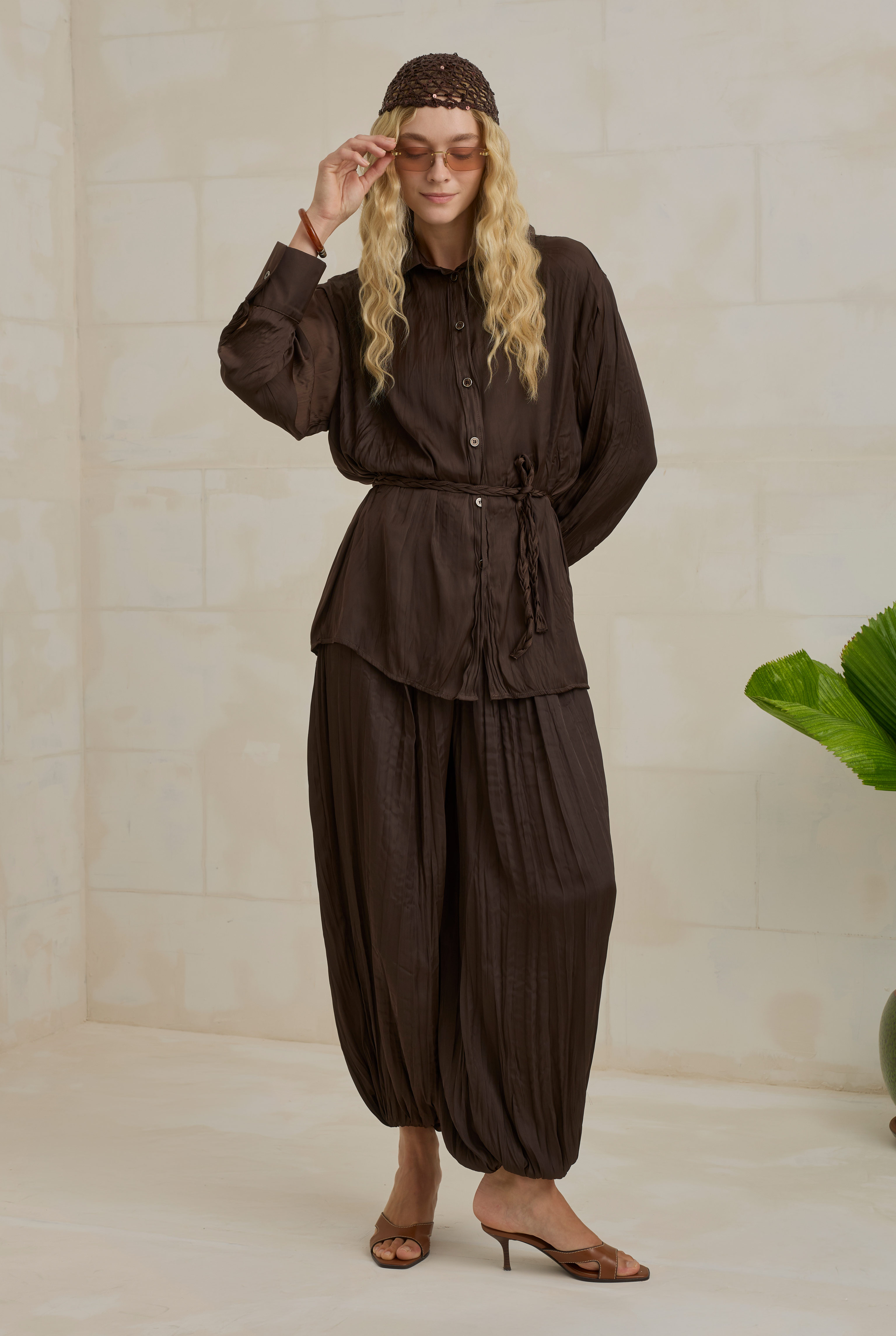 Harem Pants Set Dark Brown - 2