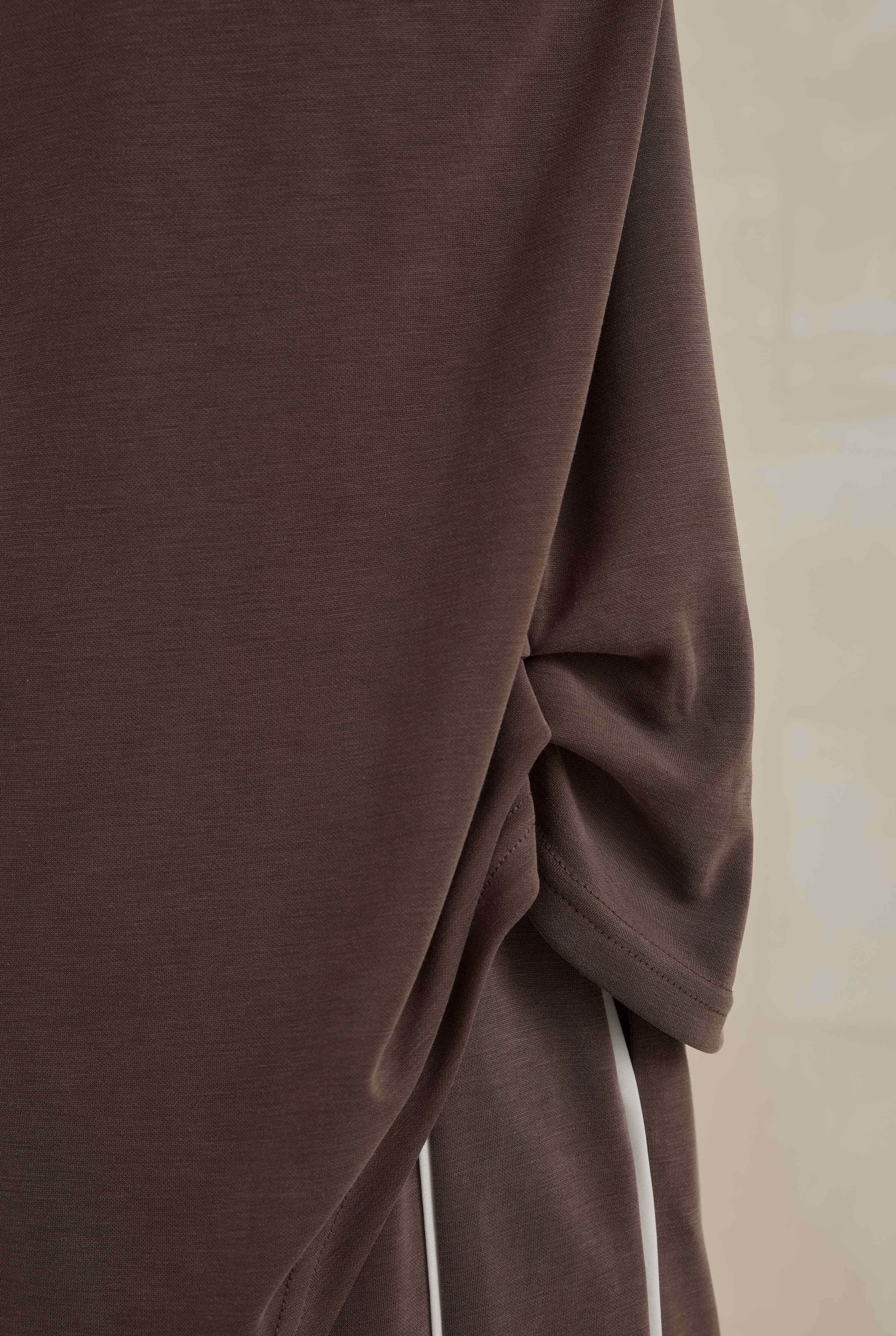 Lightweight Contrast Piping Tracksuit Set Brown - 6