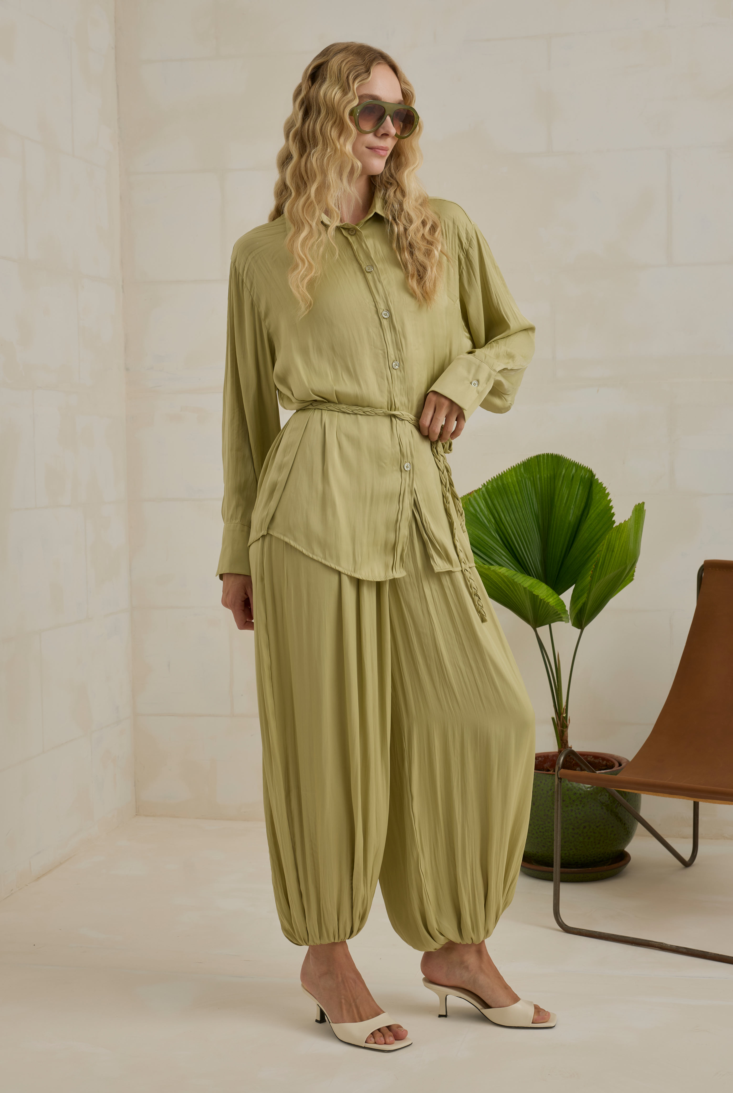 Harem Pants Set Light Sage Green - 2