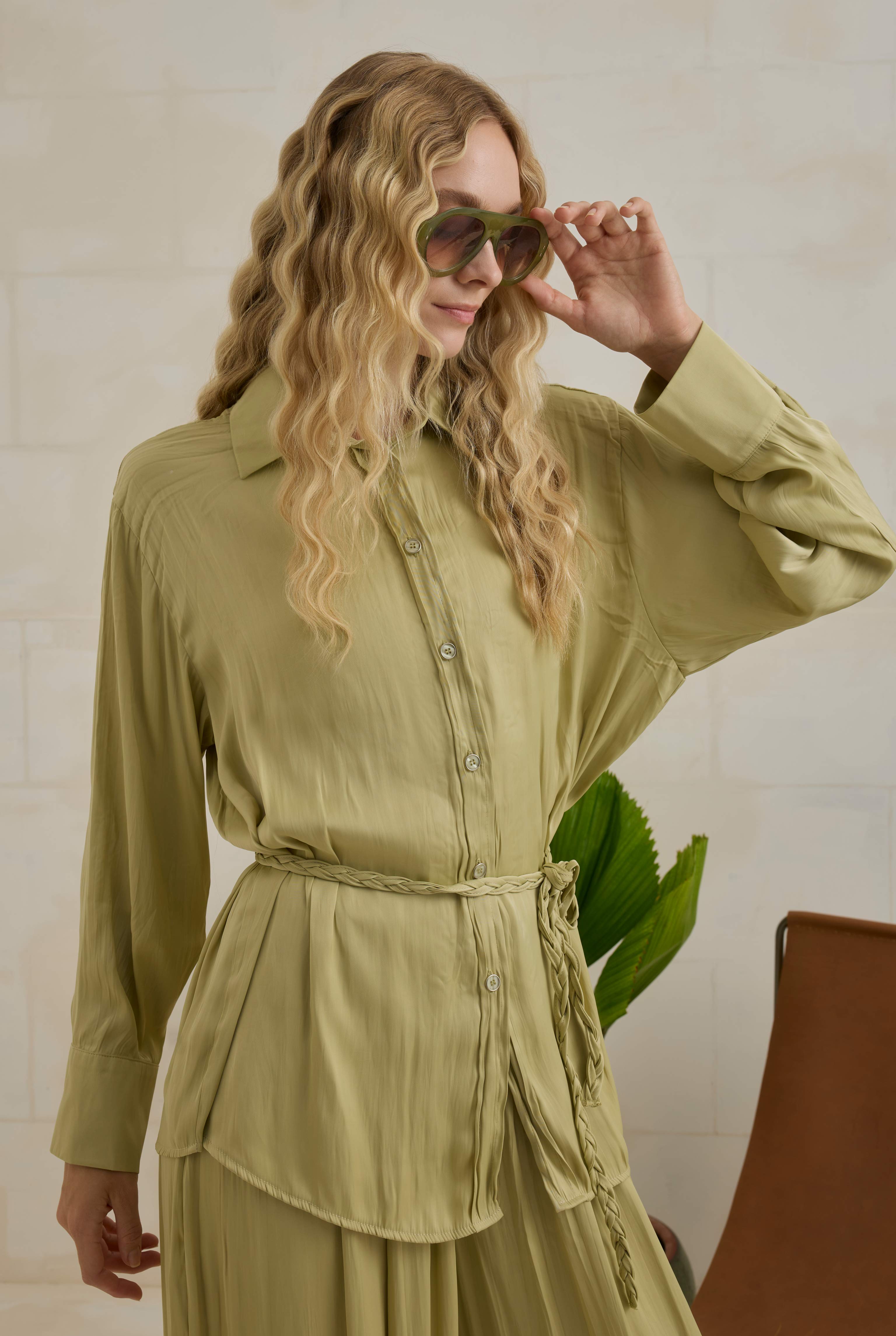 Harem Pants Set Light Sage Green - 1