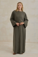 Pintuck Lyocell Abaya Khaki 