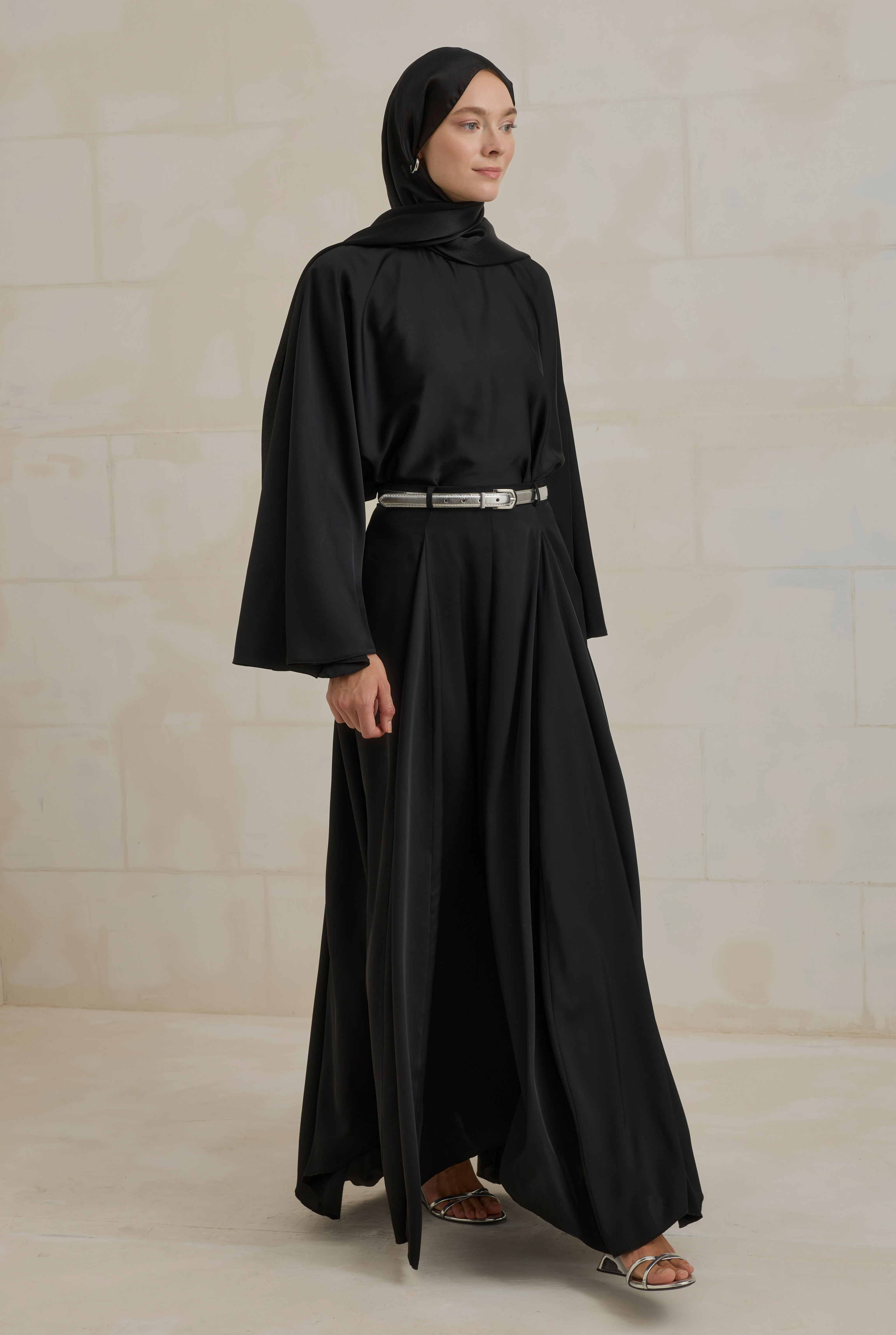 Flowy Batwing Sleeve Set Black - 4