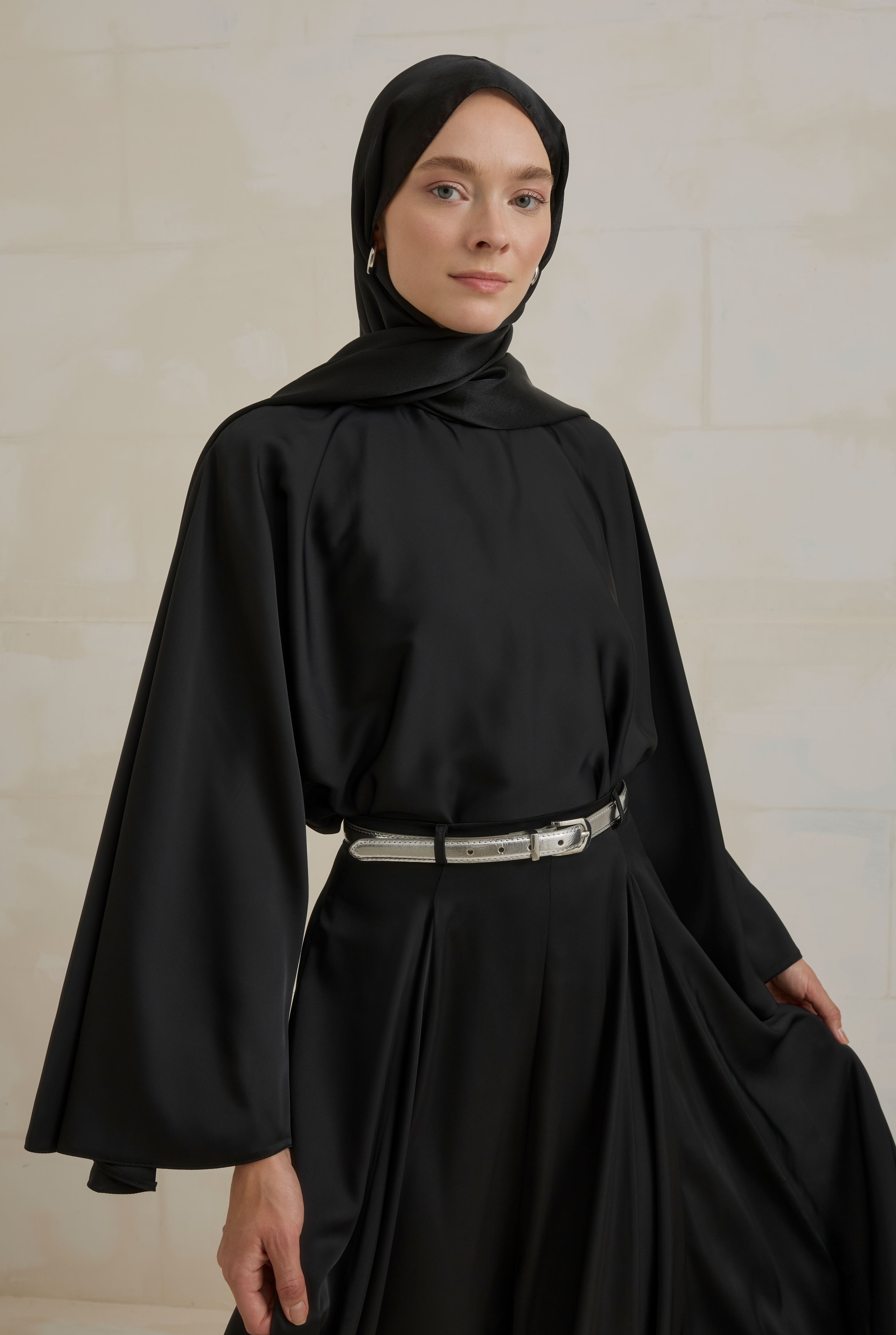 Flowy Batwing Sleeve Set Black - 5