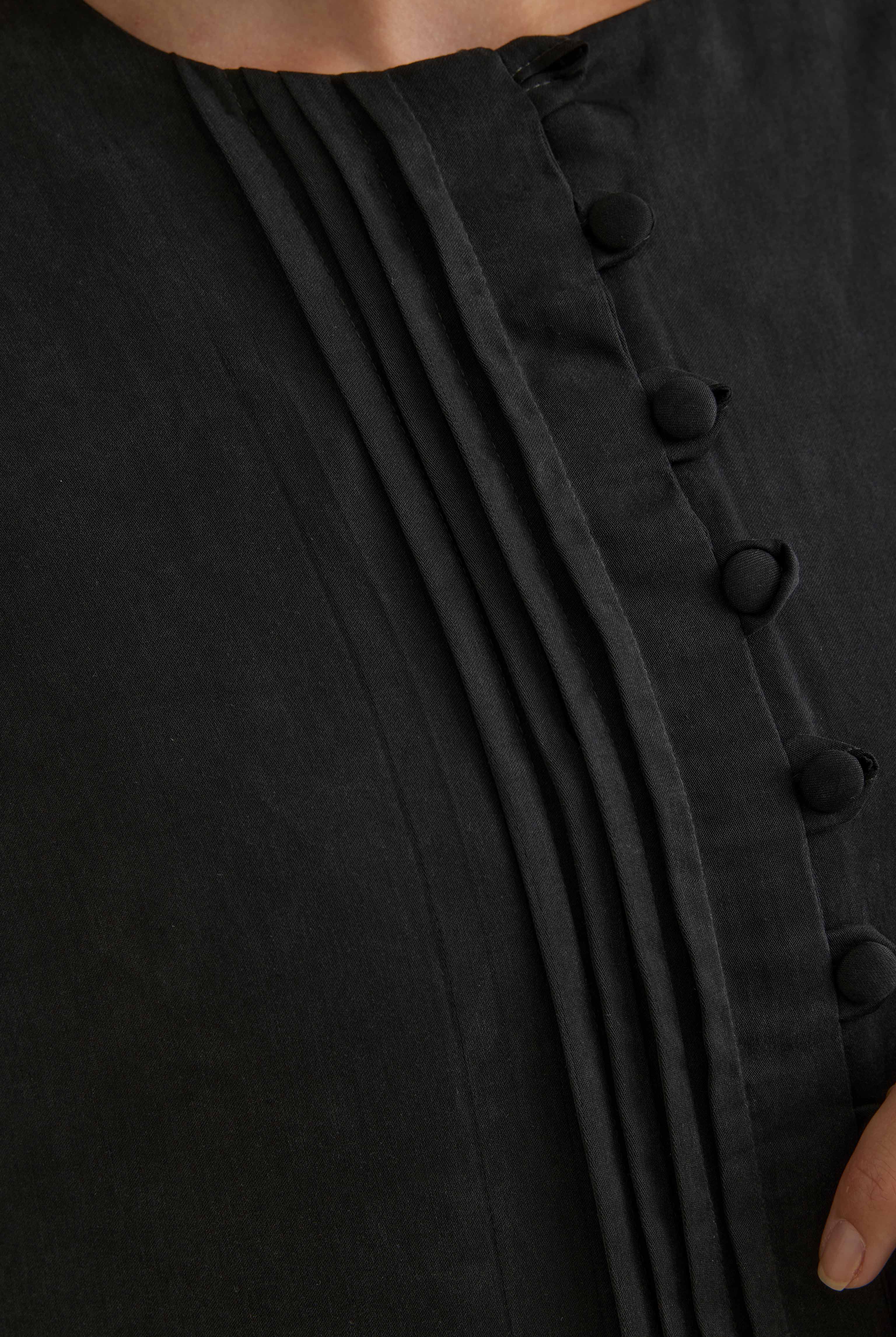 Pintuck Lyocell Abaya Black - 6