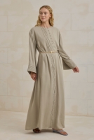 Pintuck Lyocell Abaya Bone 