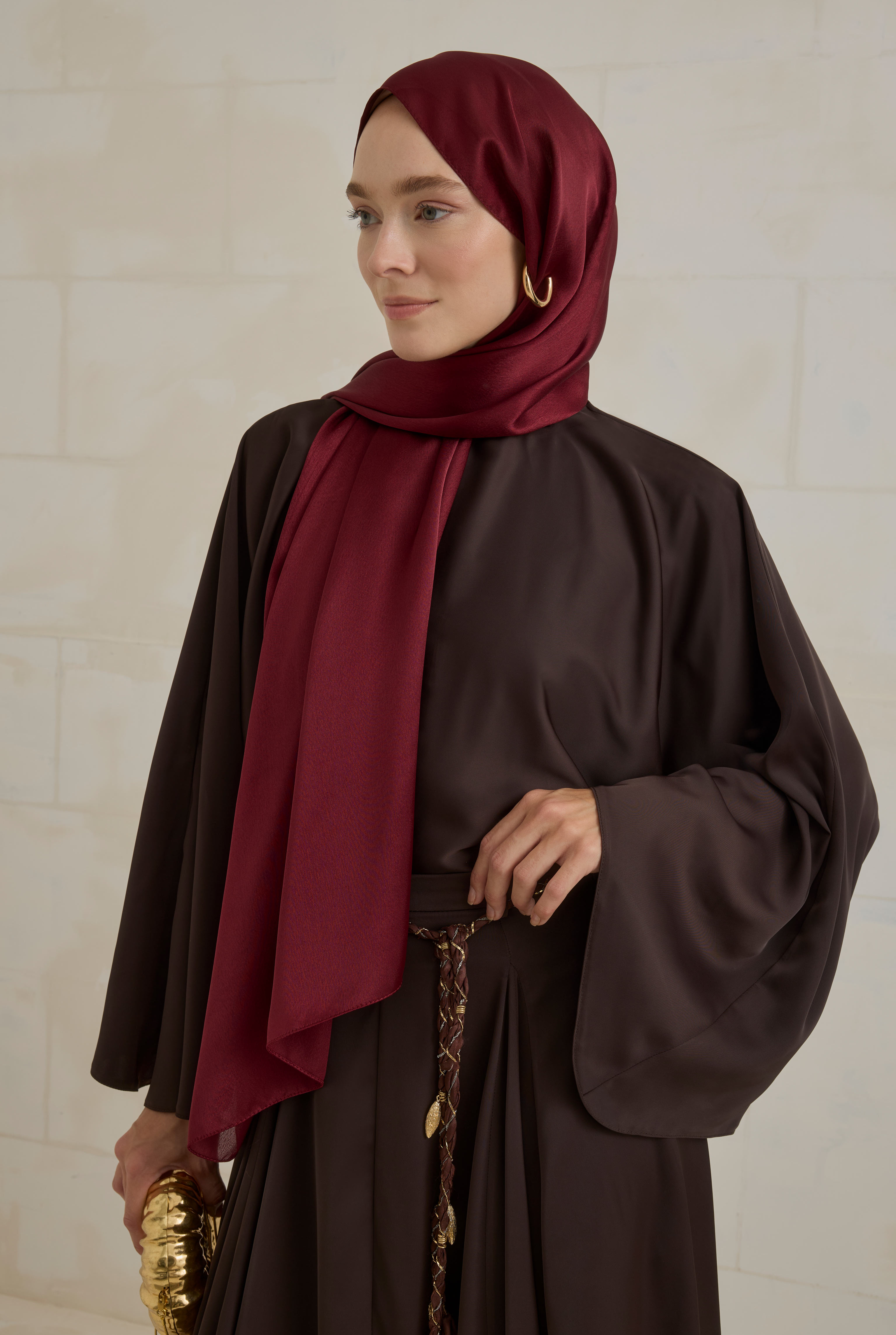 Flowy Batwing Sleeve Set Dark Brown - 4