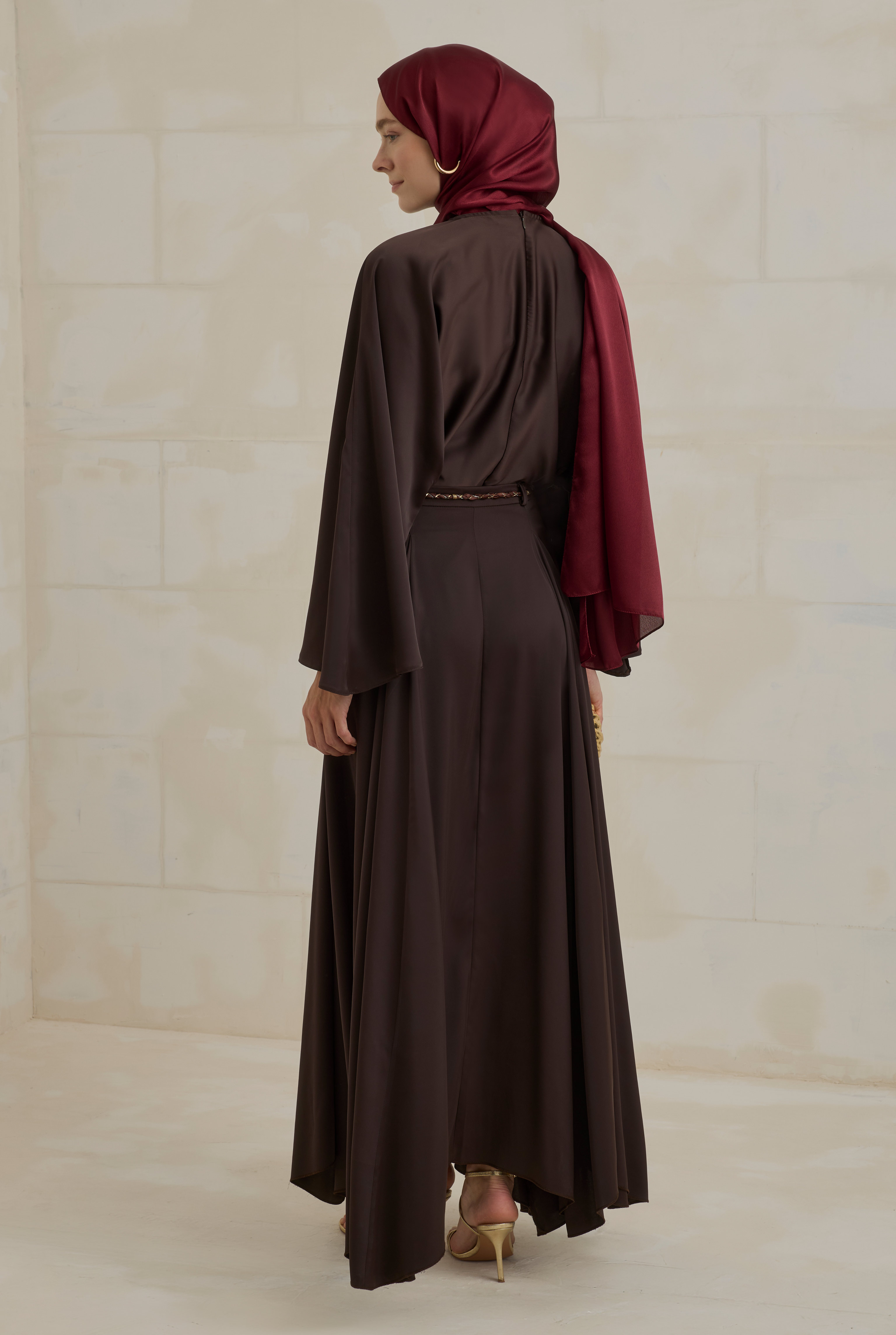 Flowy Batwing Sleeve Set Dark Brown - 2
