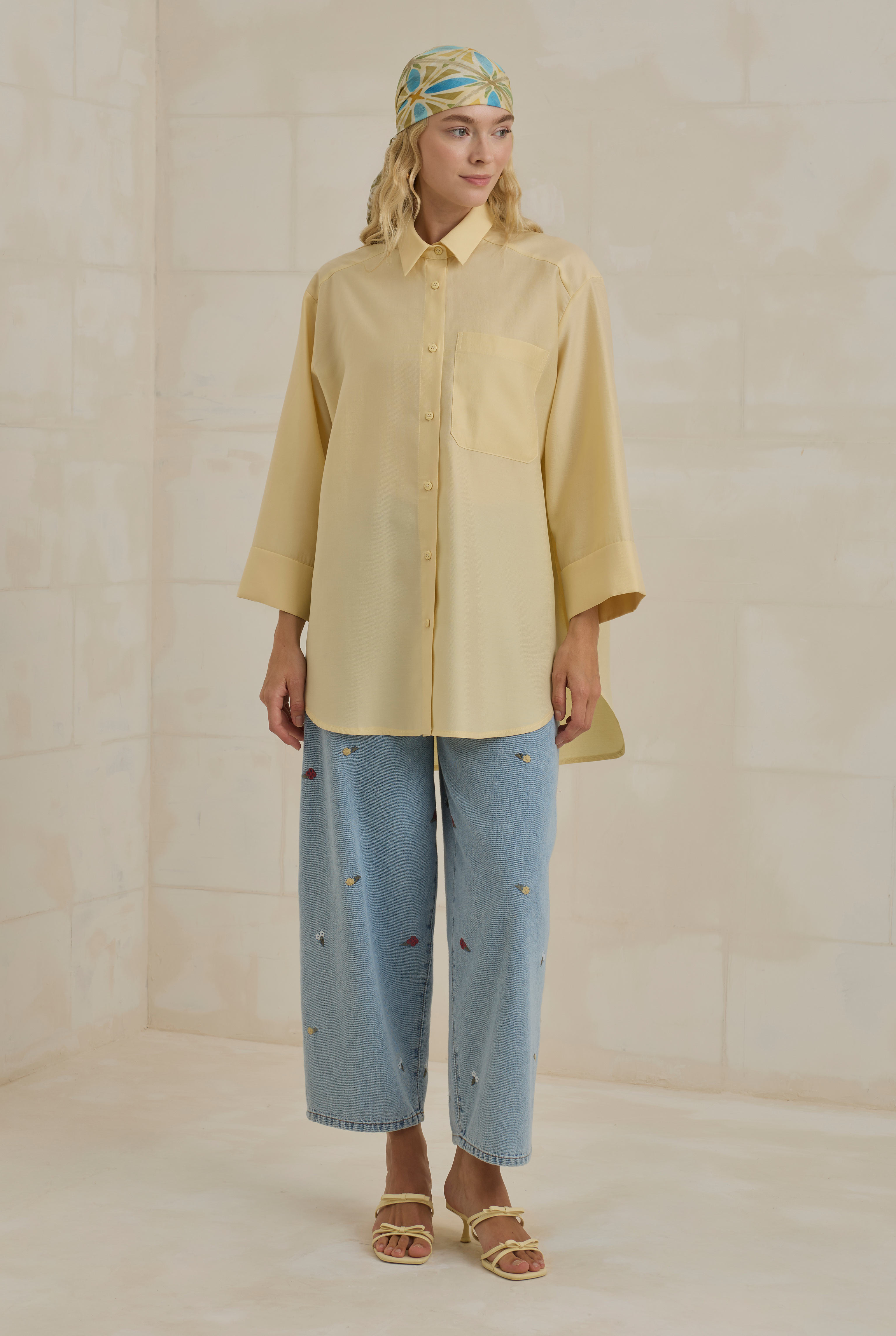 Tencel Oversize Shirt Soft Yellow - HE-QA