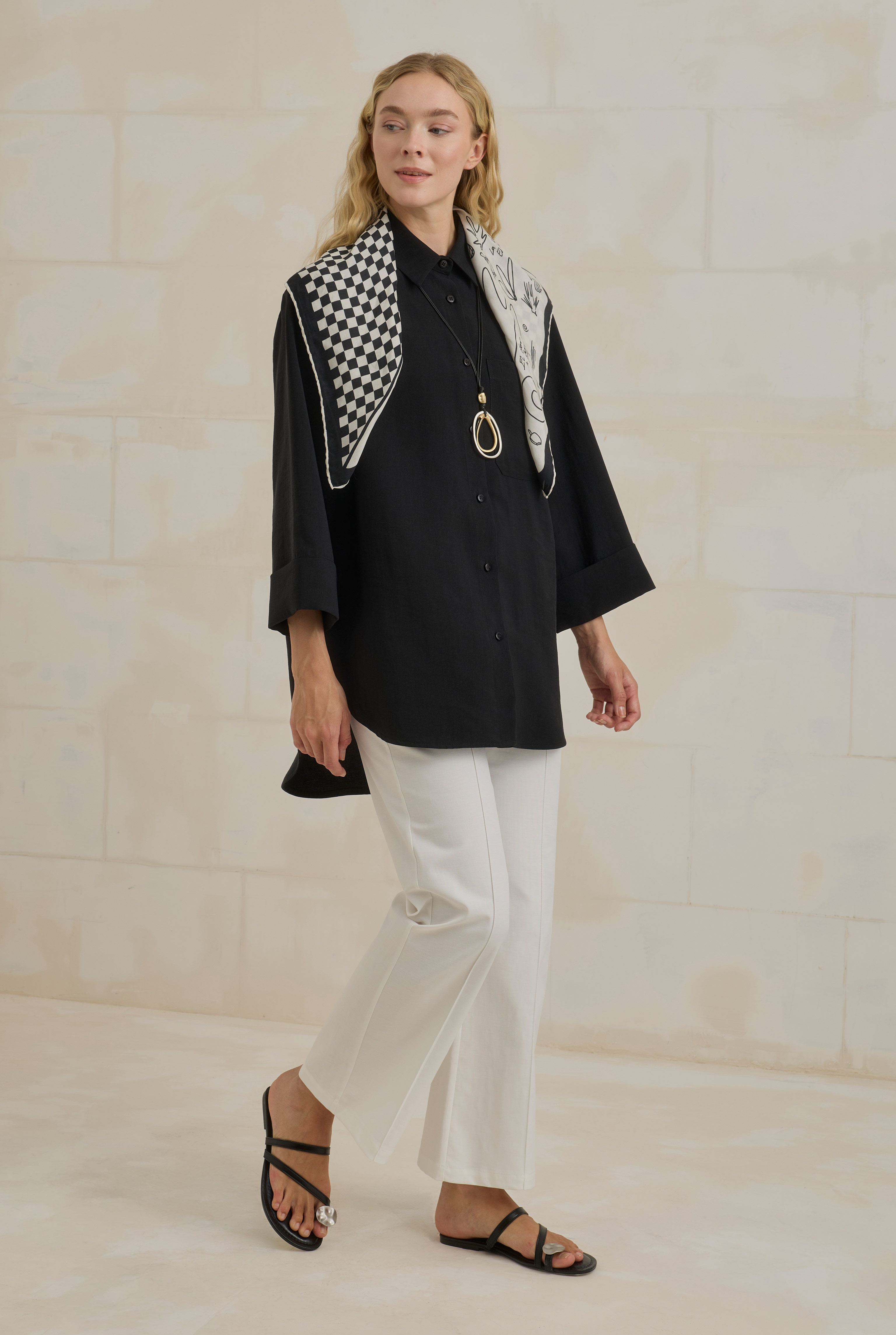 Tencel Oversize Shirt Black - 2