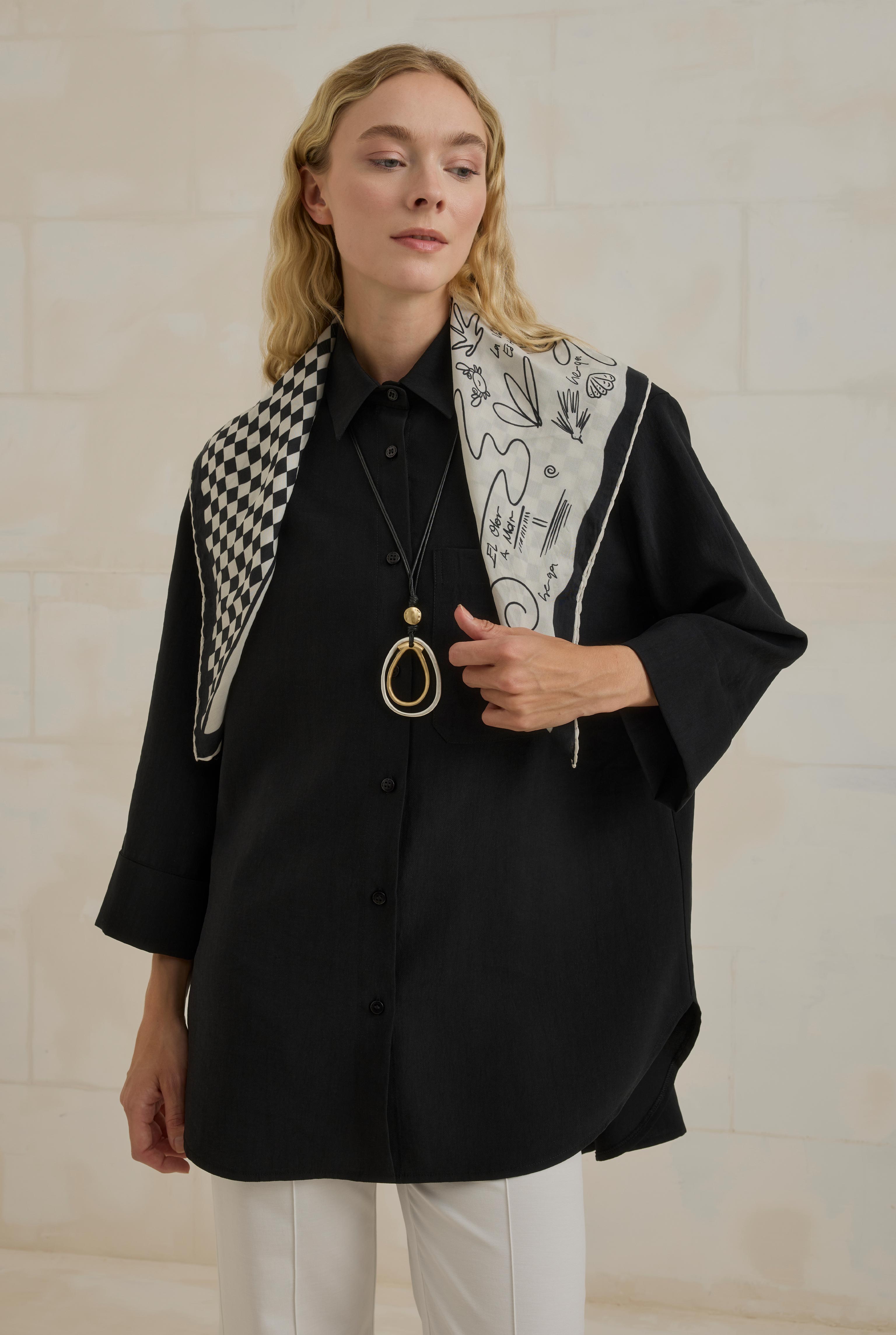 Tencel Oversize Shirt Black - 1