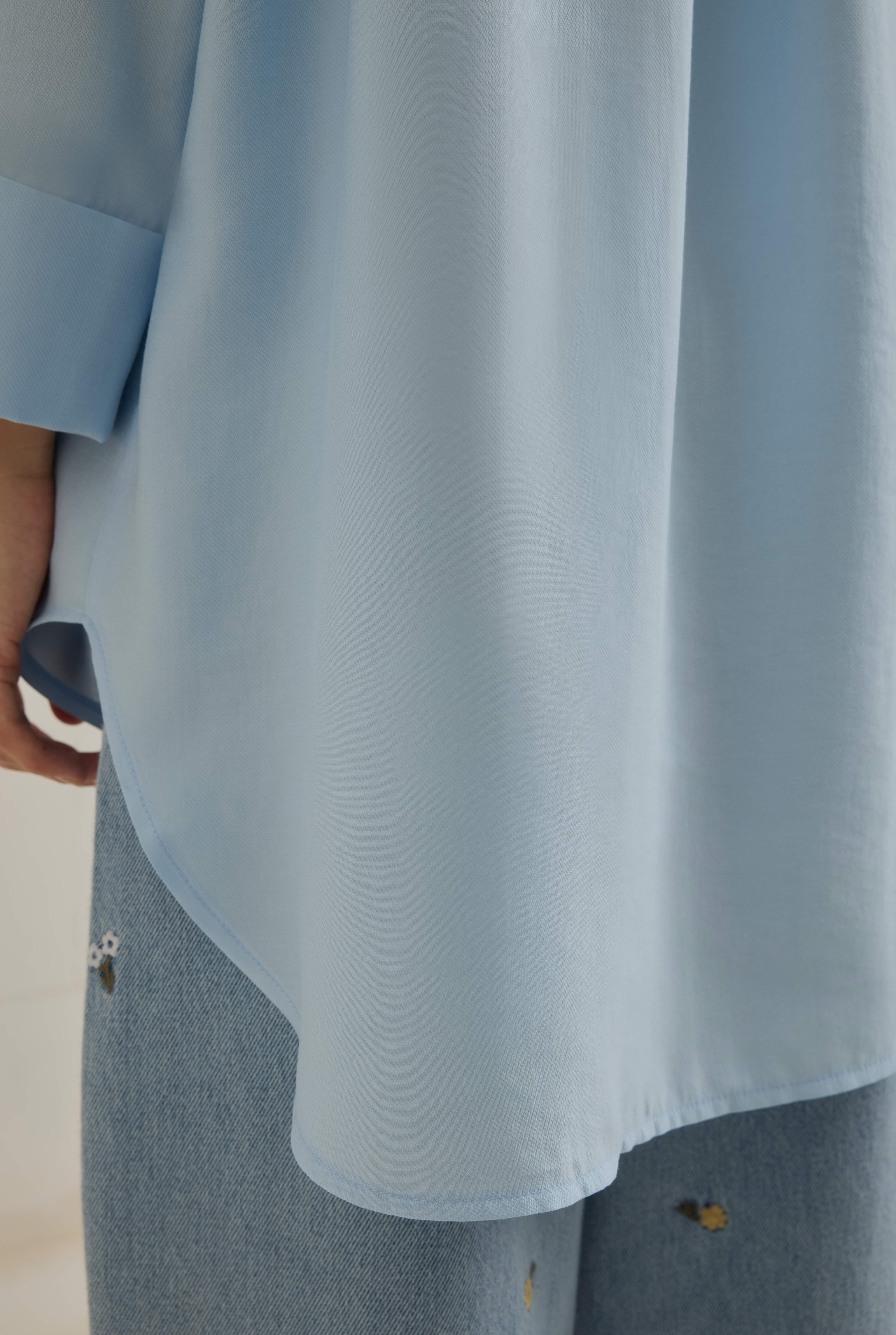 Tencel Oversize Shirt Baby Blue - 3