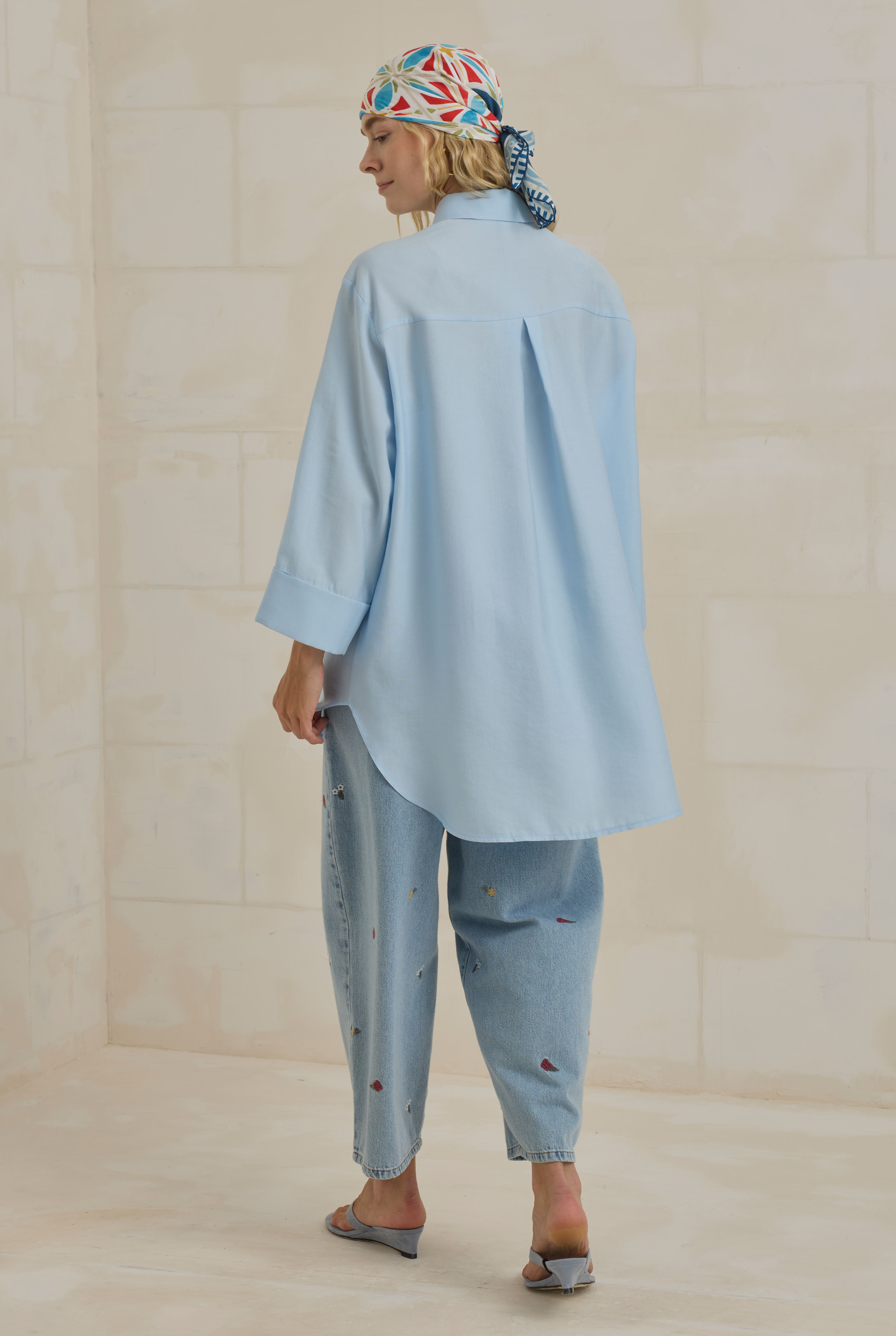 Tencel Oversize Shirt Baby Blue - 5