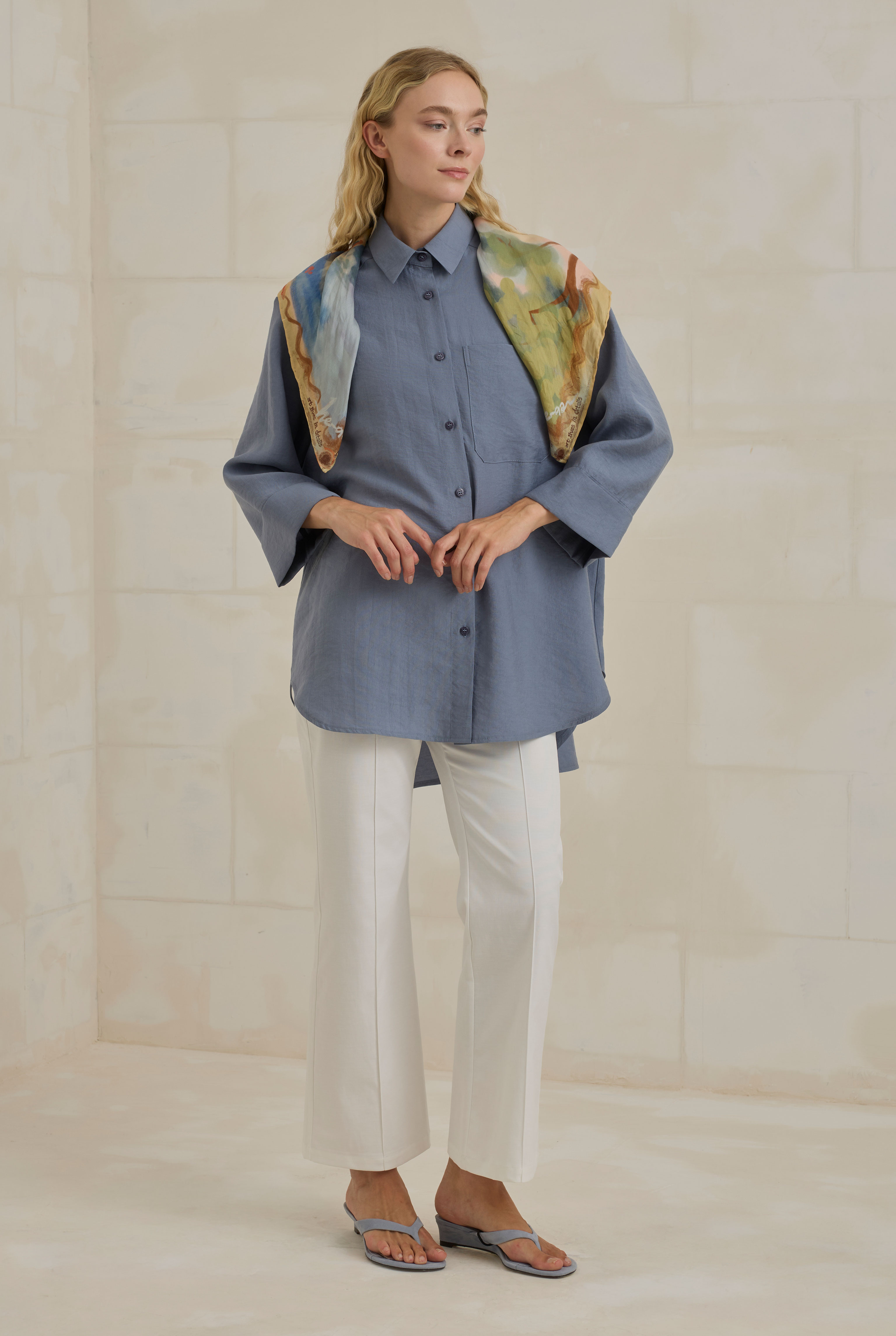 Tencel Oversize Shirt Lavender Blue - 3