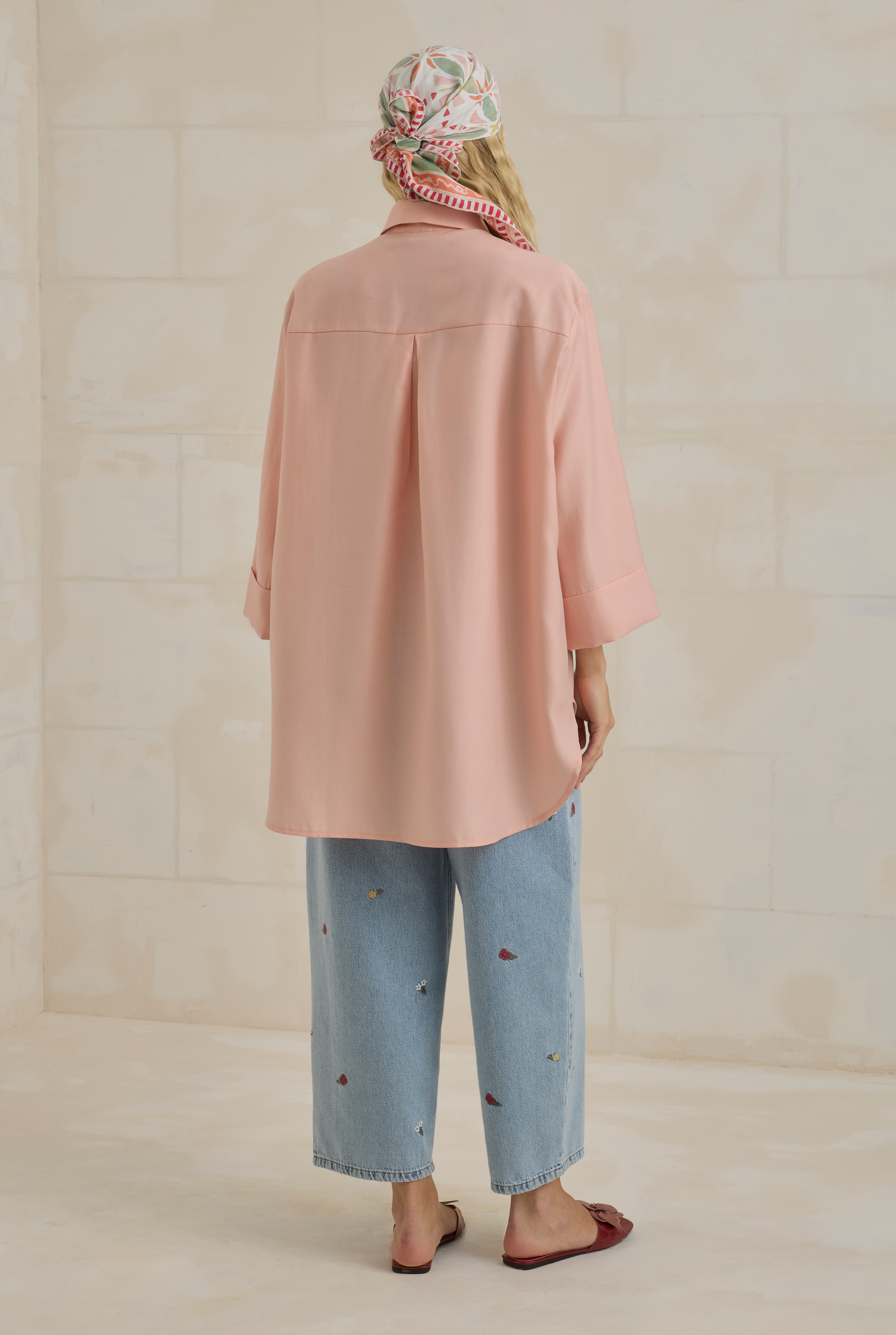 Tencel Oversize Shirt Coral Pink - 5