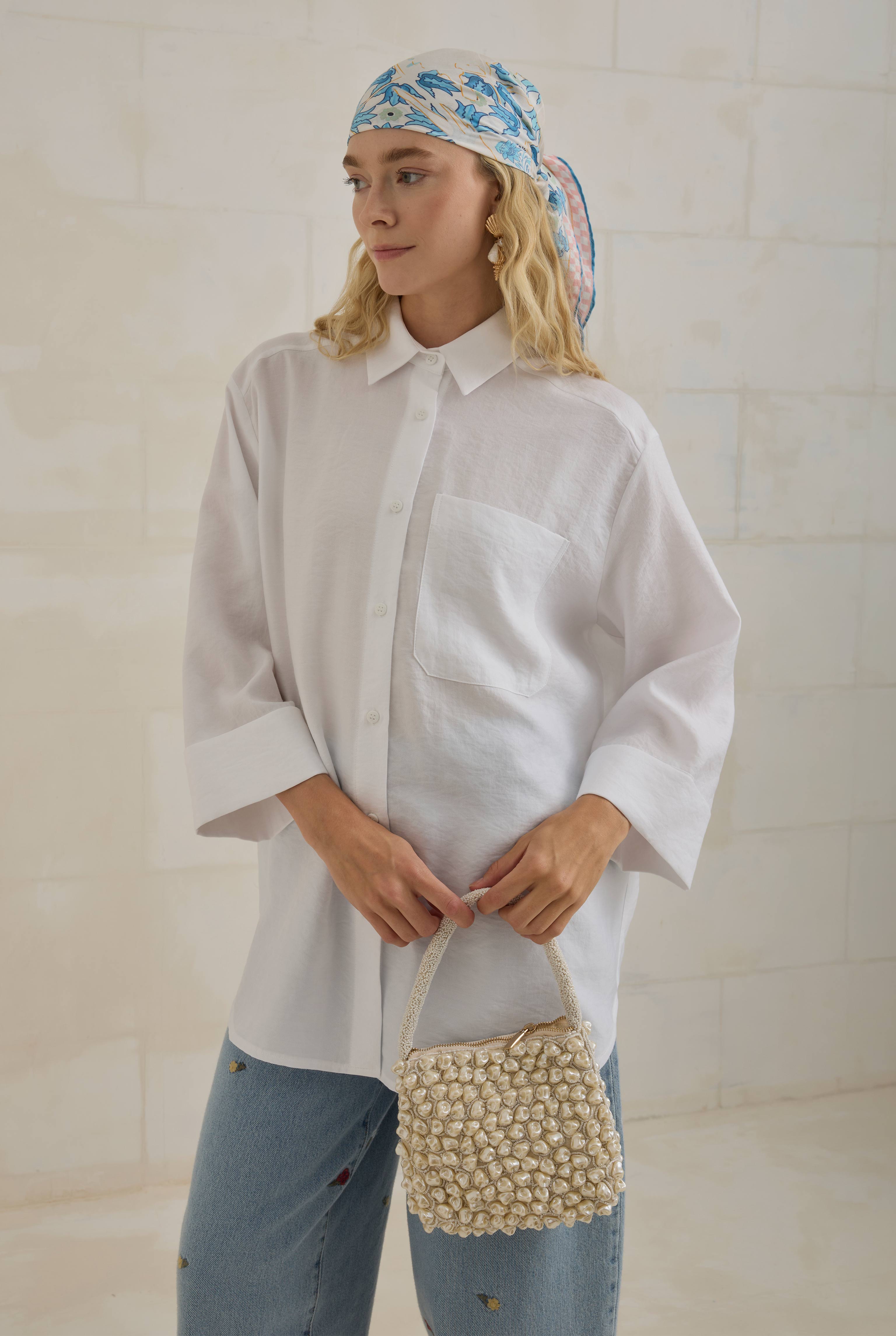 Tencel Oversize Shirt White - 3