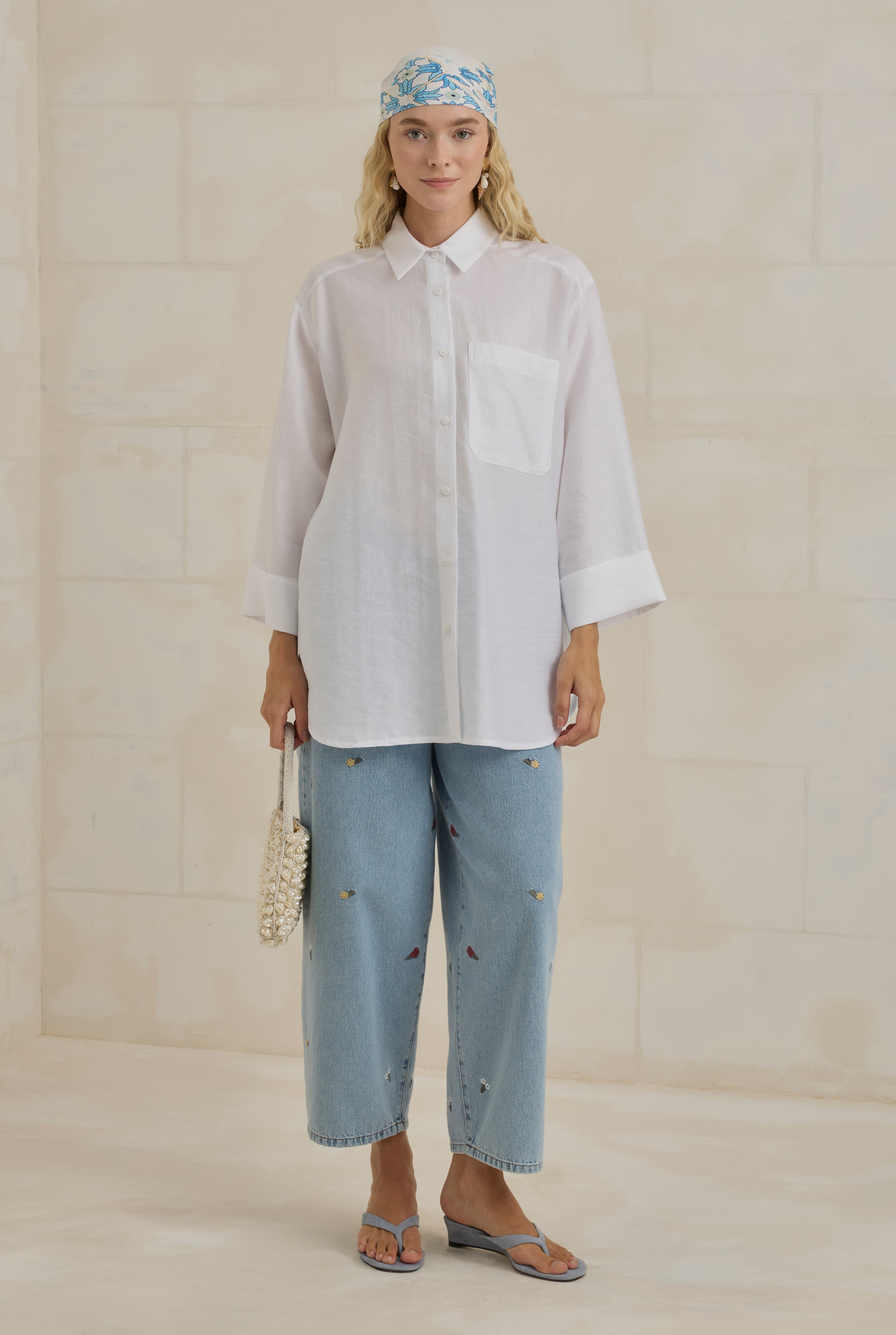 Tencel Oversize Shirt White - 2