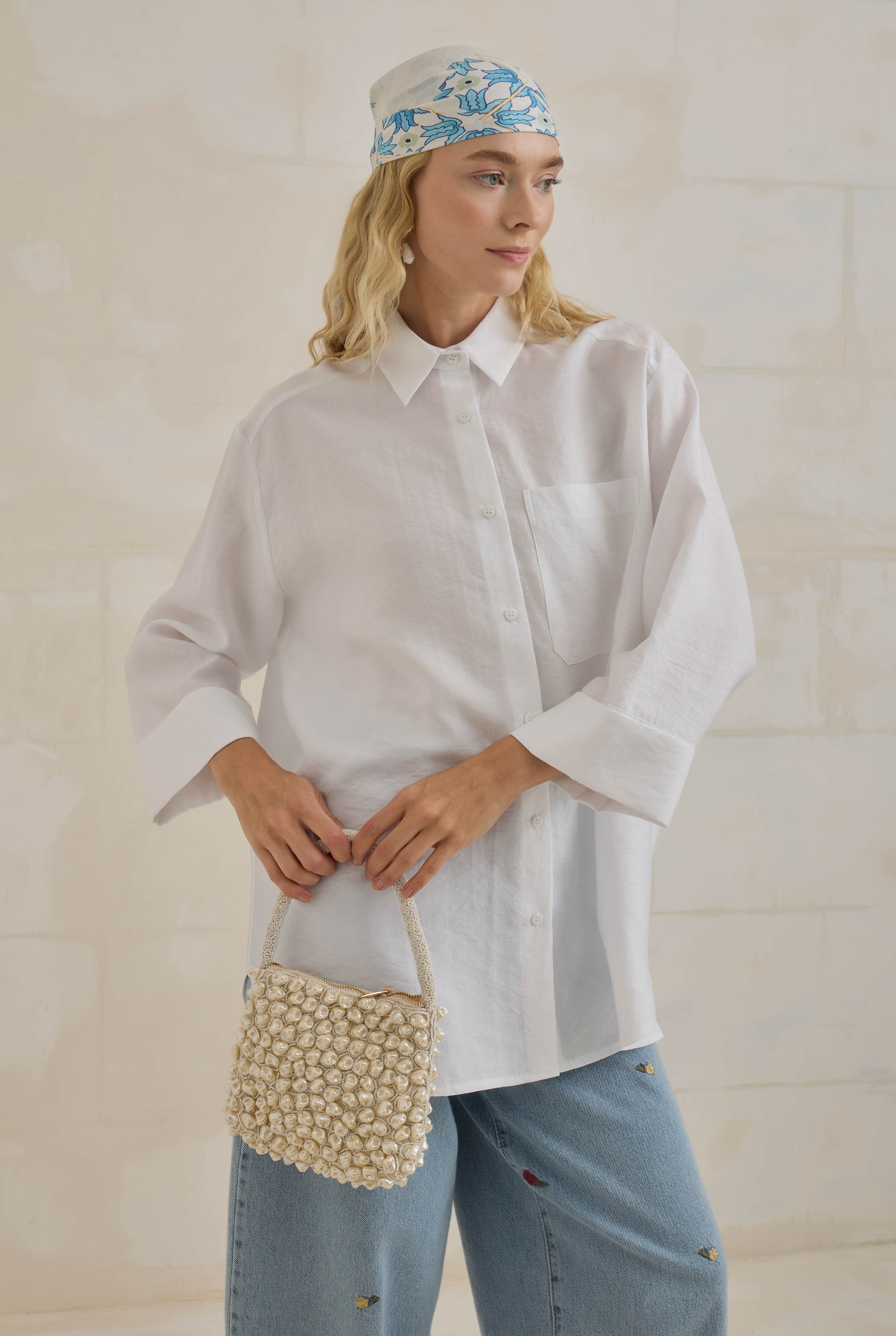 Tencel Oversize Shirt White - 1