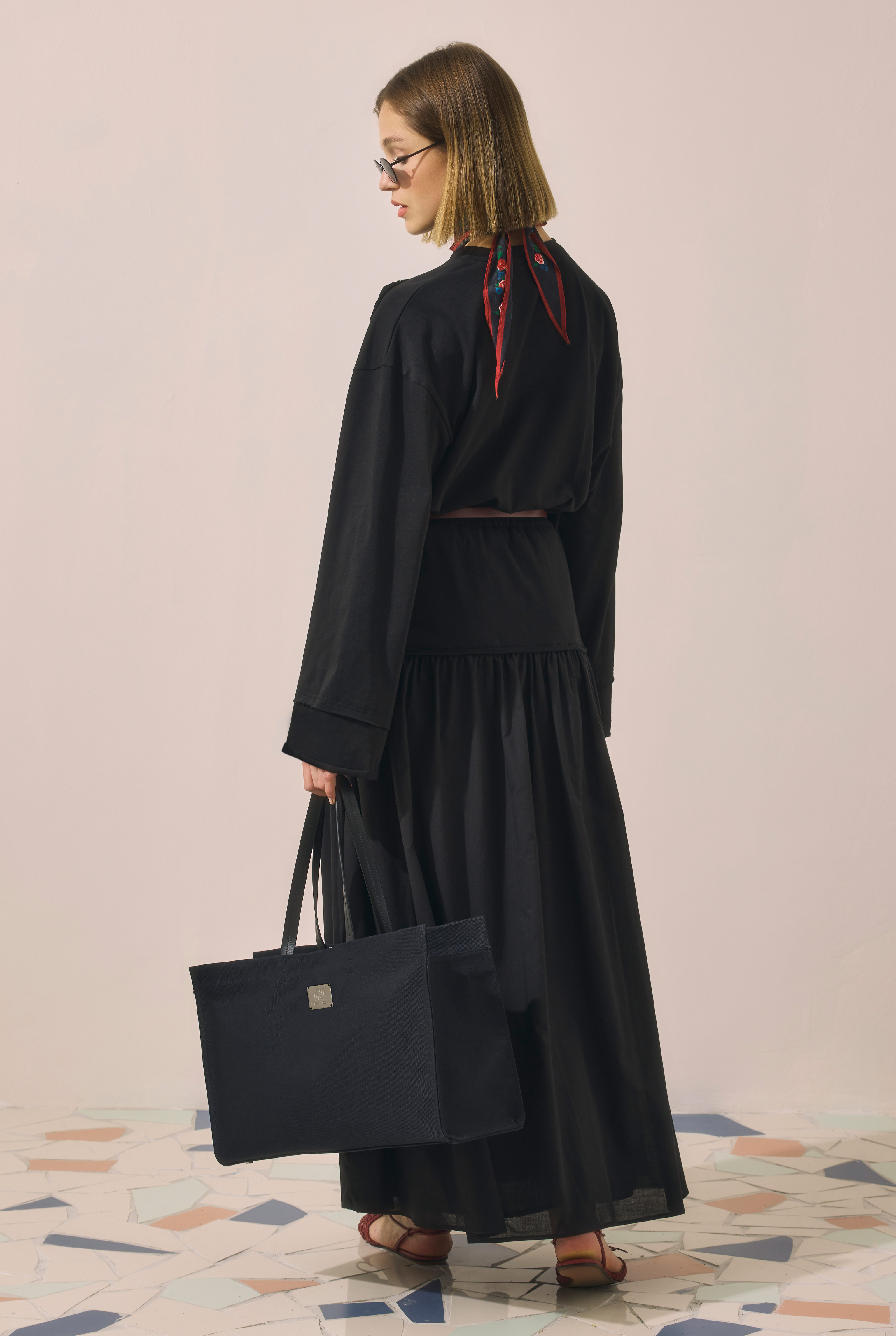 Rectangular Canvas Tote Bag Black - 6
