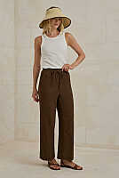 Muslin Wide Leg Trousers Dark Brown 