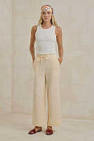 Muslin Wide Leg Trousers Bone 
