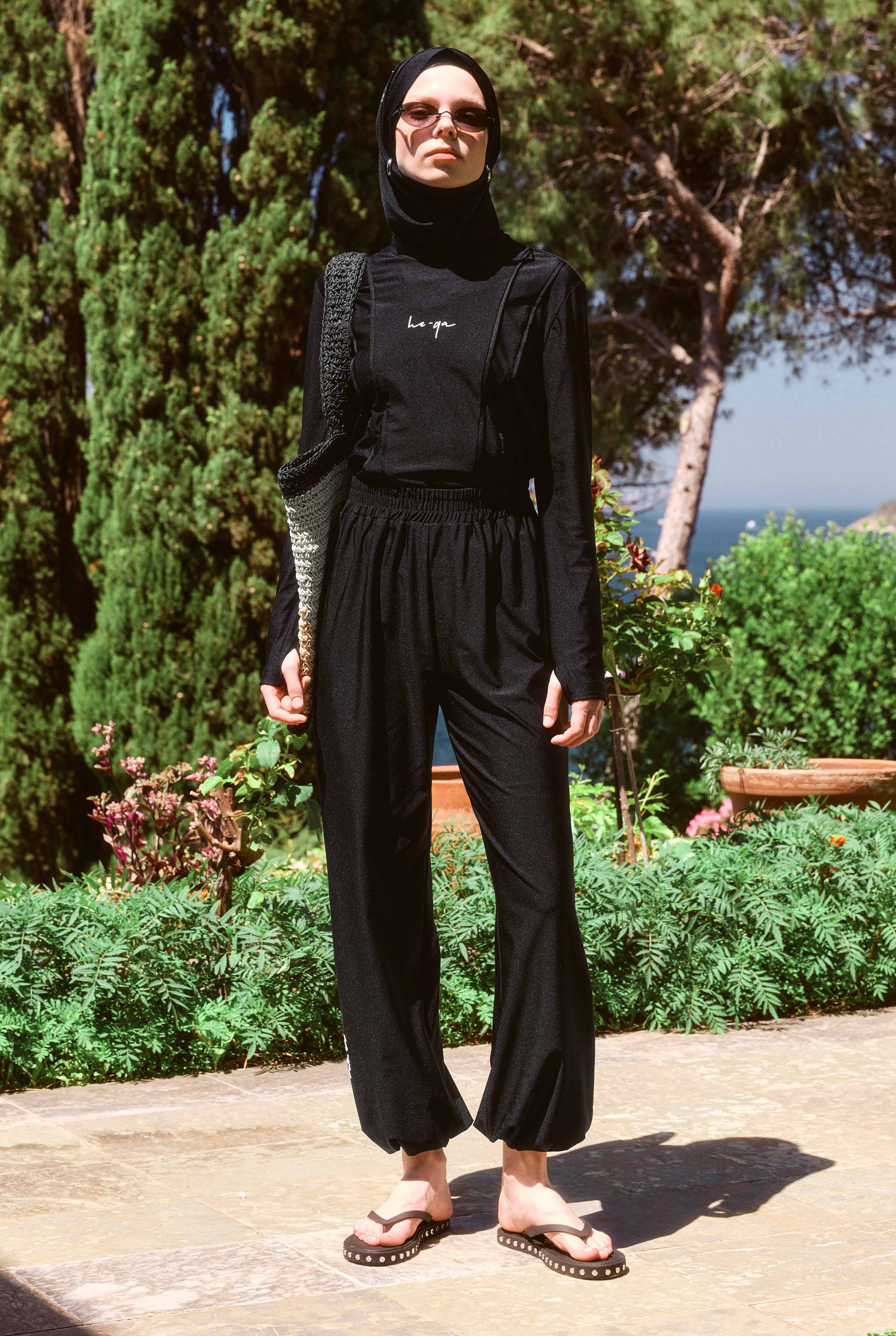 Pintuck Detailed Modest Swimwear Black - 2