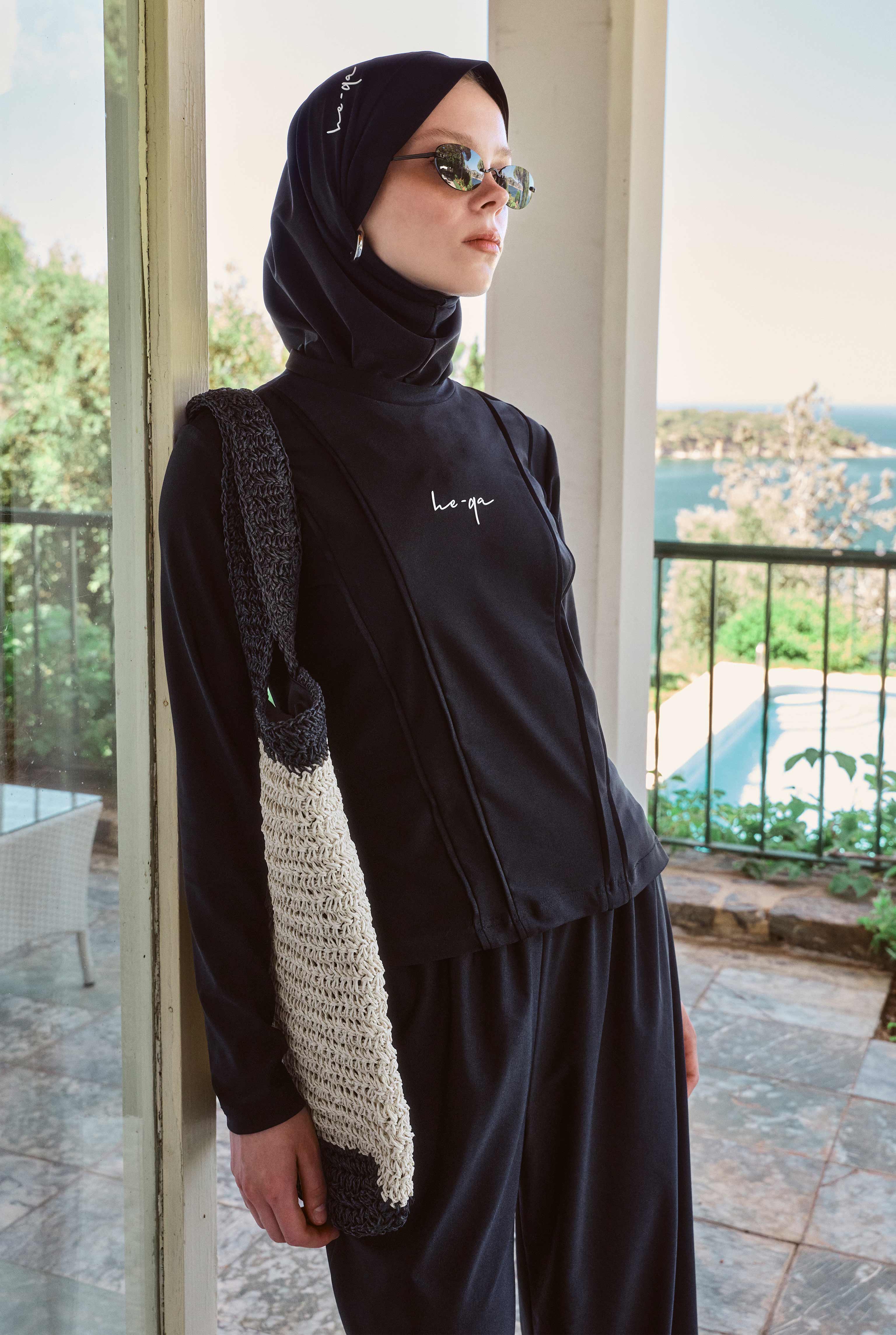 Pintuck Detailed Modest Swimwear Black - 4