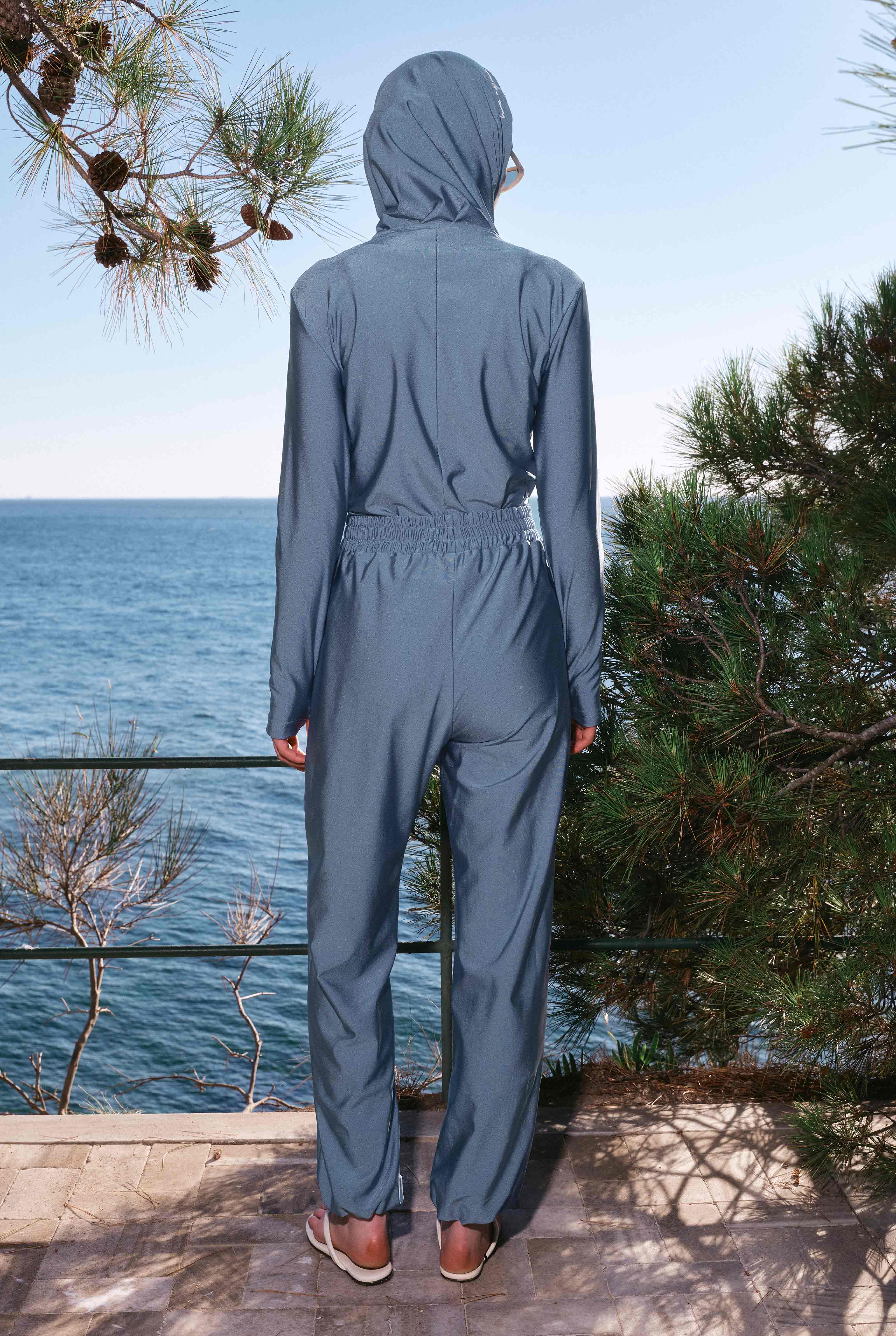 Pintuck Detailed Modest Swimwear Light Blue - 8