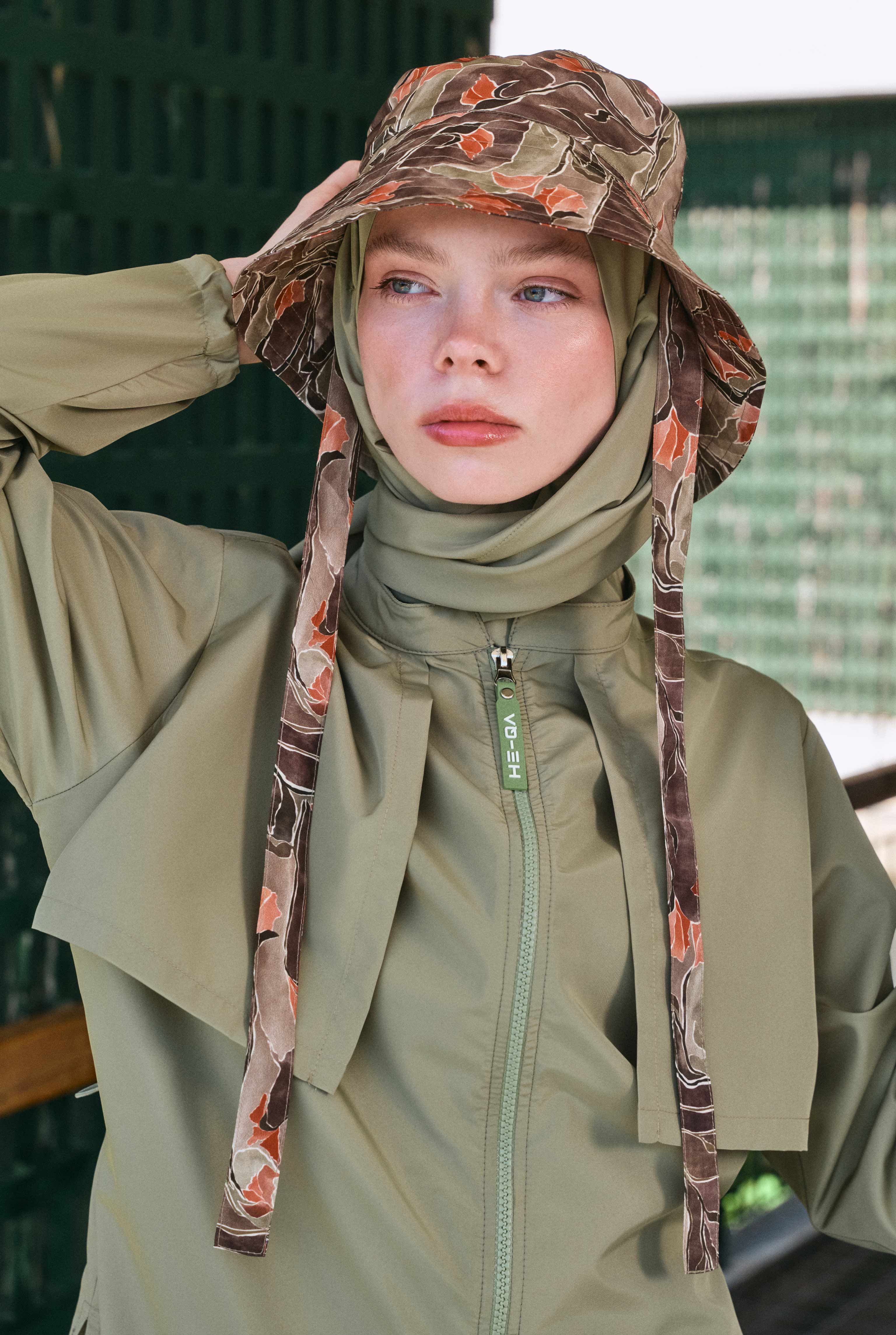Long Swimwear Set with Windbreaker Detail Light Khaki - 3