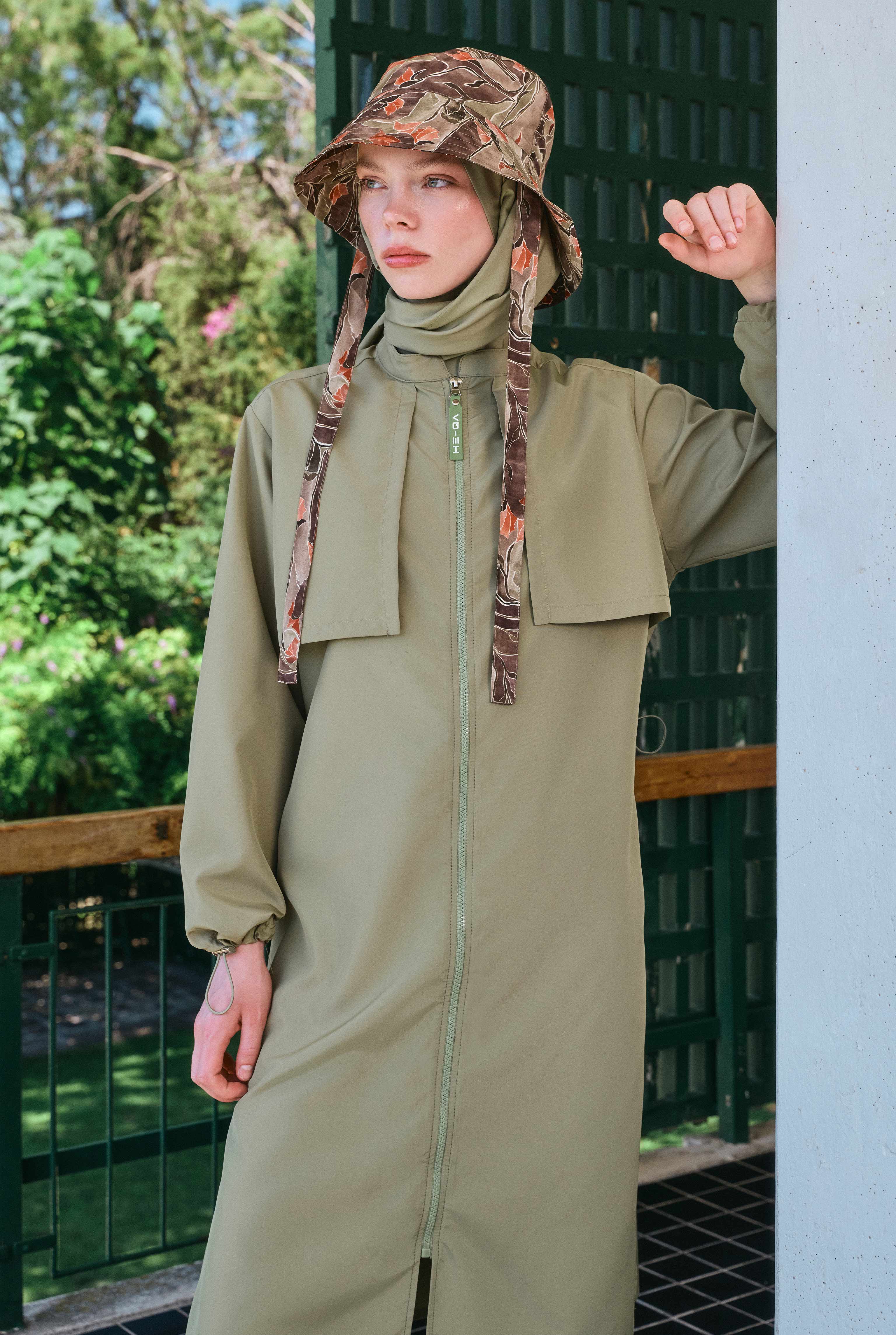 Long Swimwear Set with Windbreaker Detail Light Khaki - 2