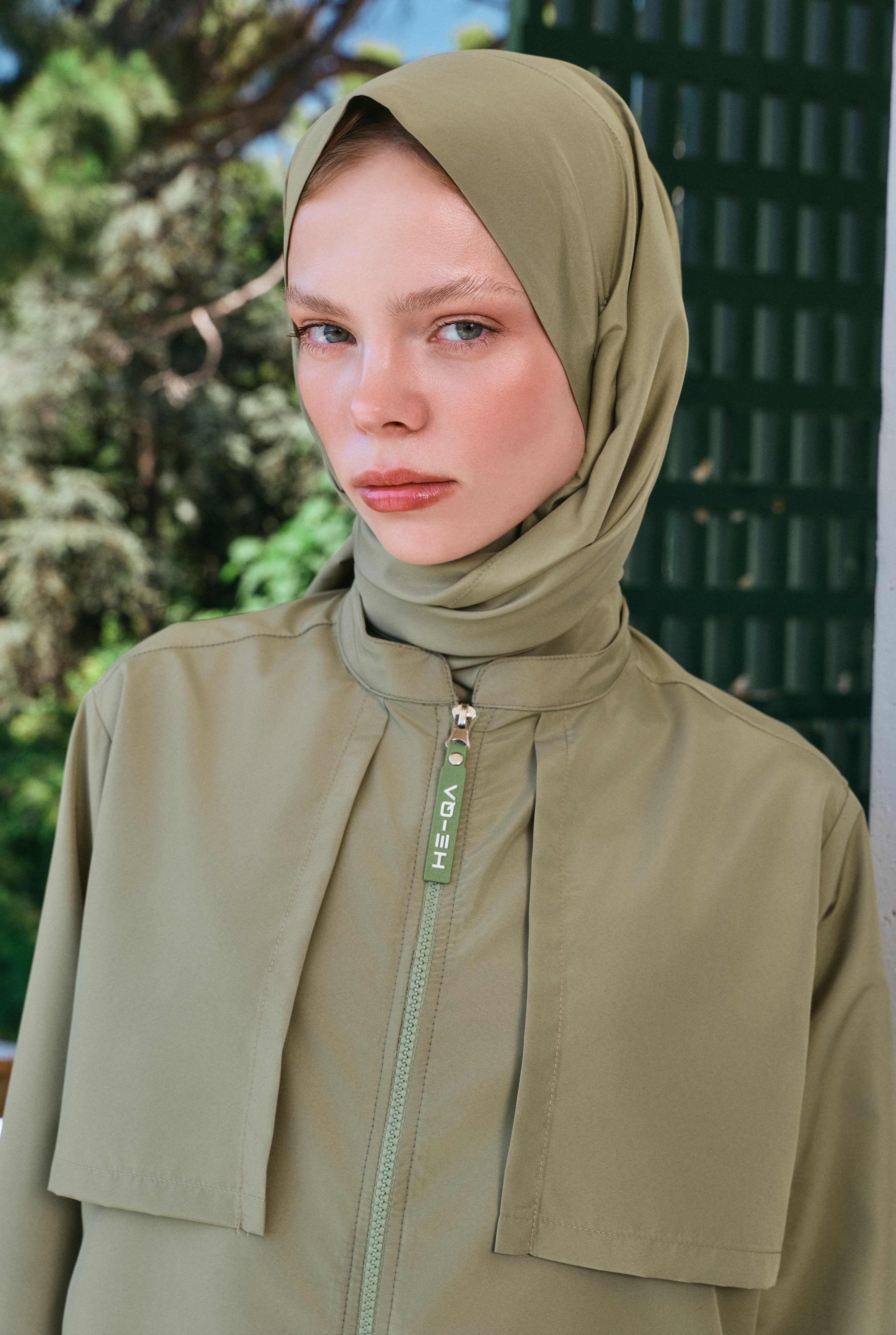 Long Swimwear Set with Windbreaker Detail Light Khaki - 5