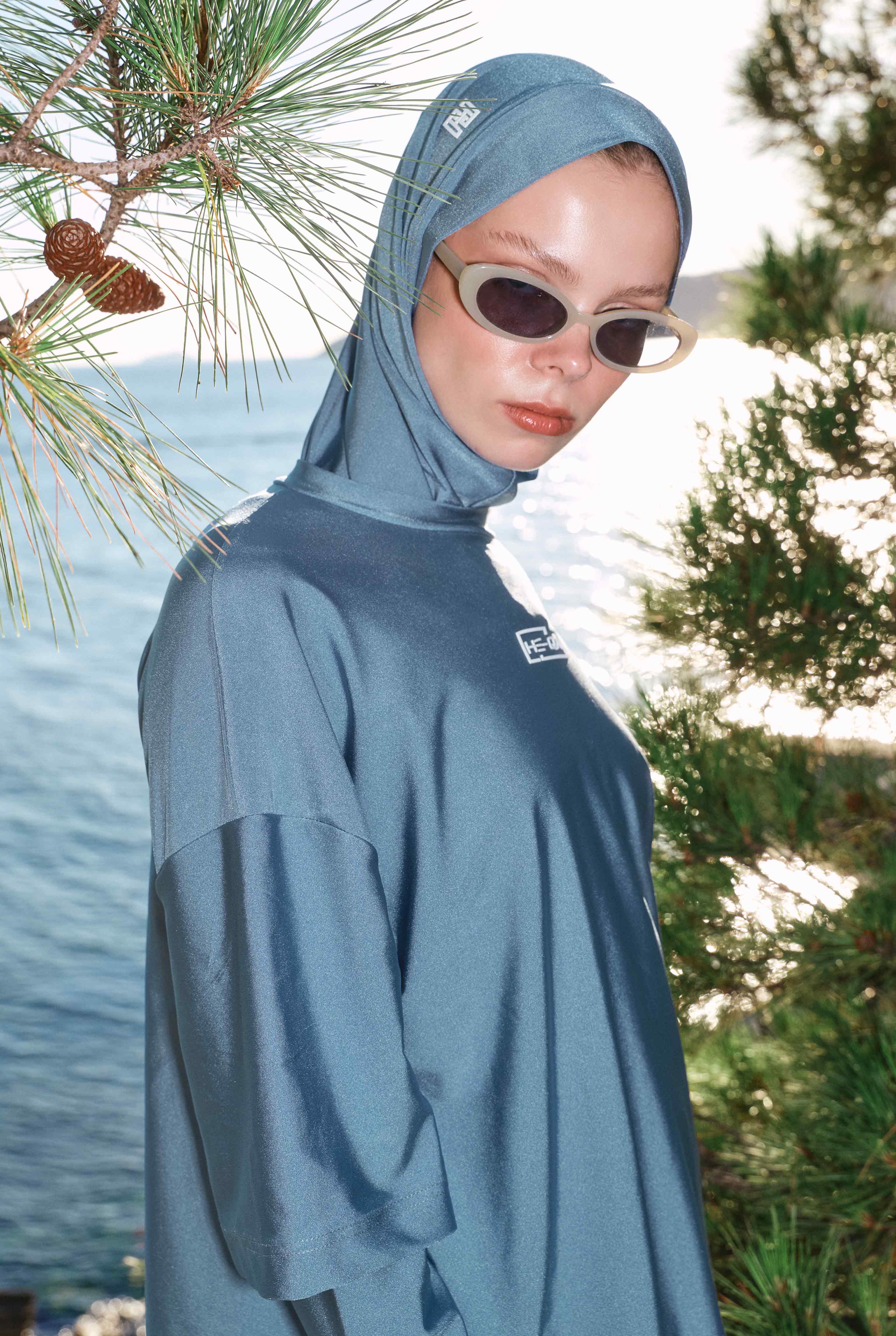 Sporty Modest Swimwear Set Blue - 4