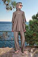 Sporty Modest Swimwear Set Dark Mink 