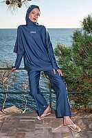 Sporty Modest Swimwear Set Indigo 