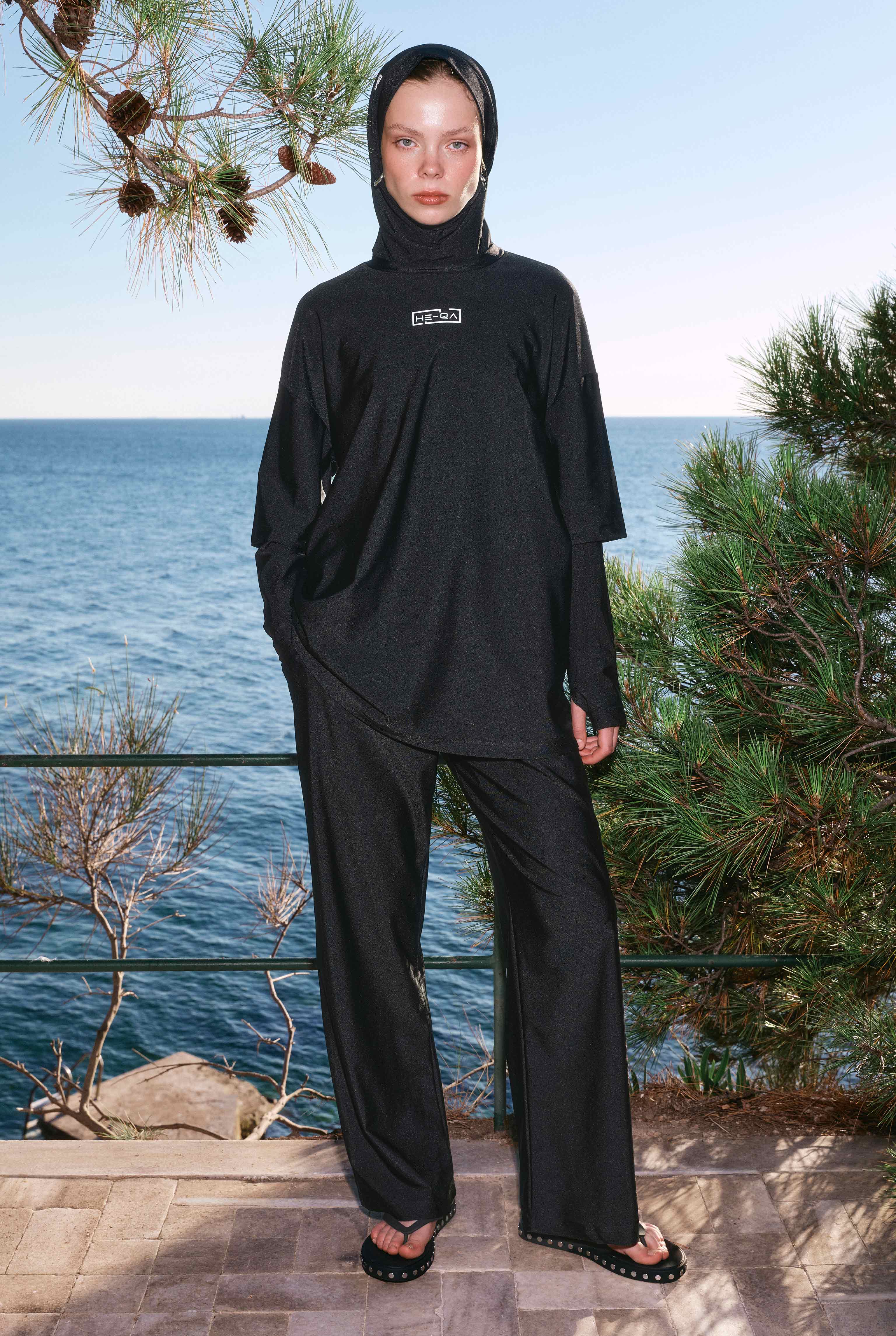 Sporty Modest Swimwear Set Black - 5