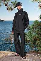 Sporty Modest Swimwear Set Black 