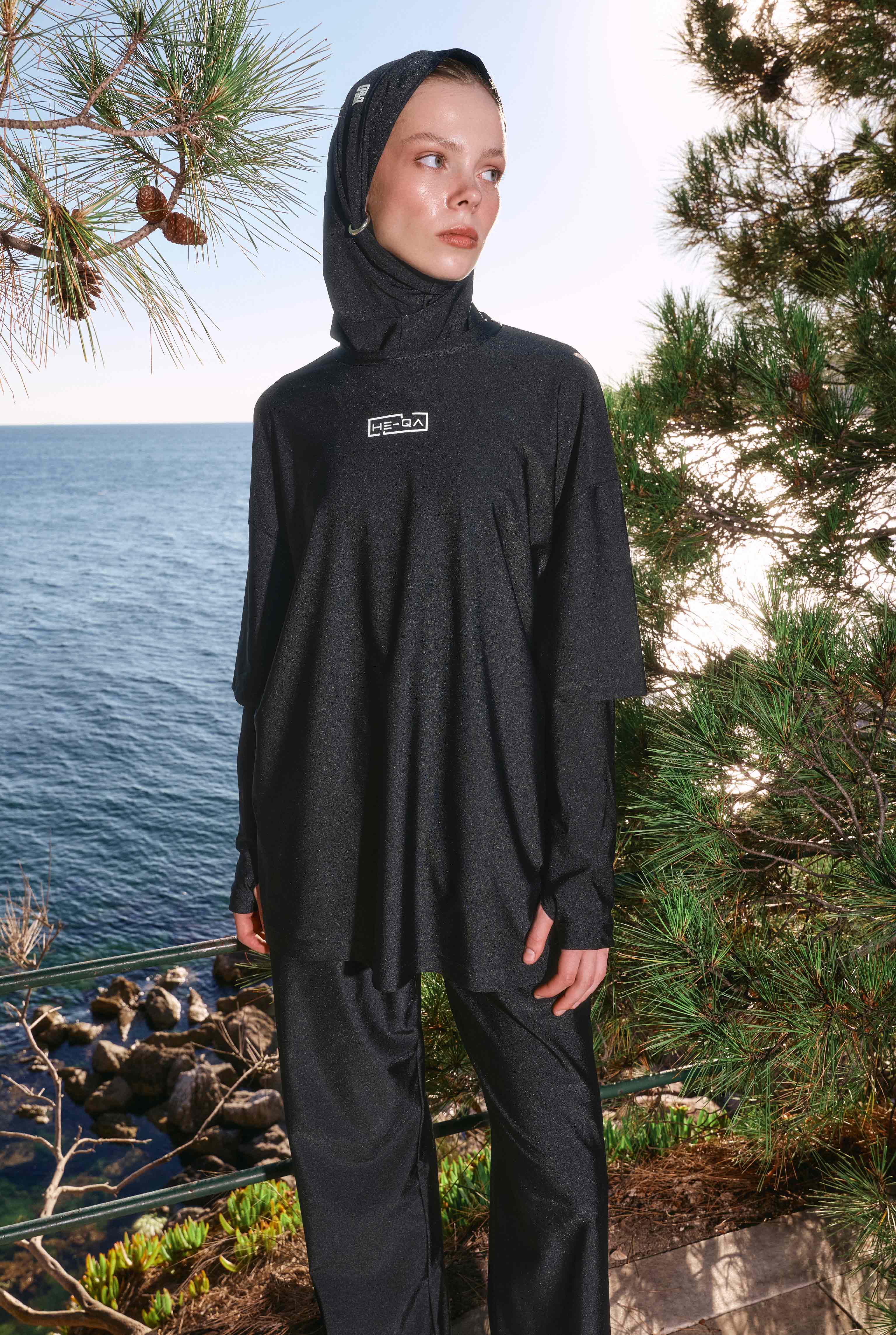 Sporty Modest Swimwear Set Black - 2