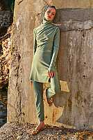 Draped Modest Swimwear Set Green 