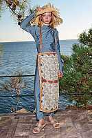 Draped Modest Swimwear Set Light Blue 