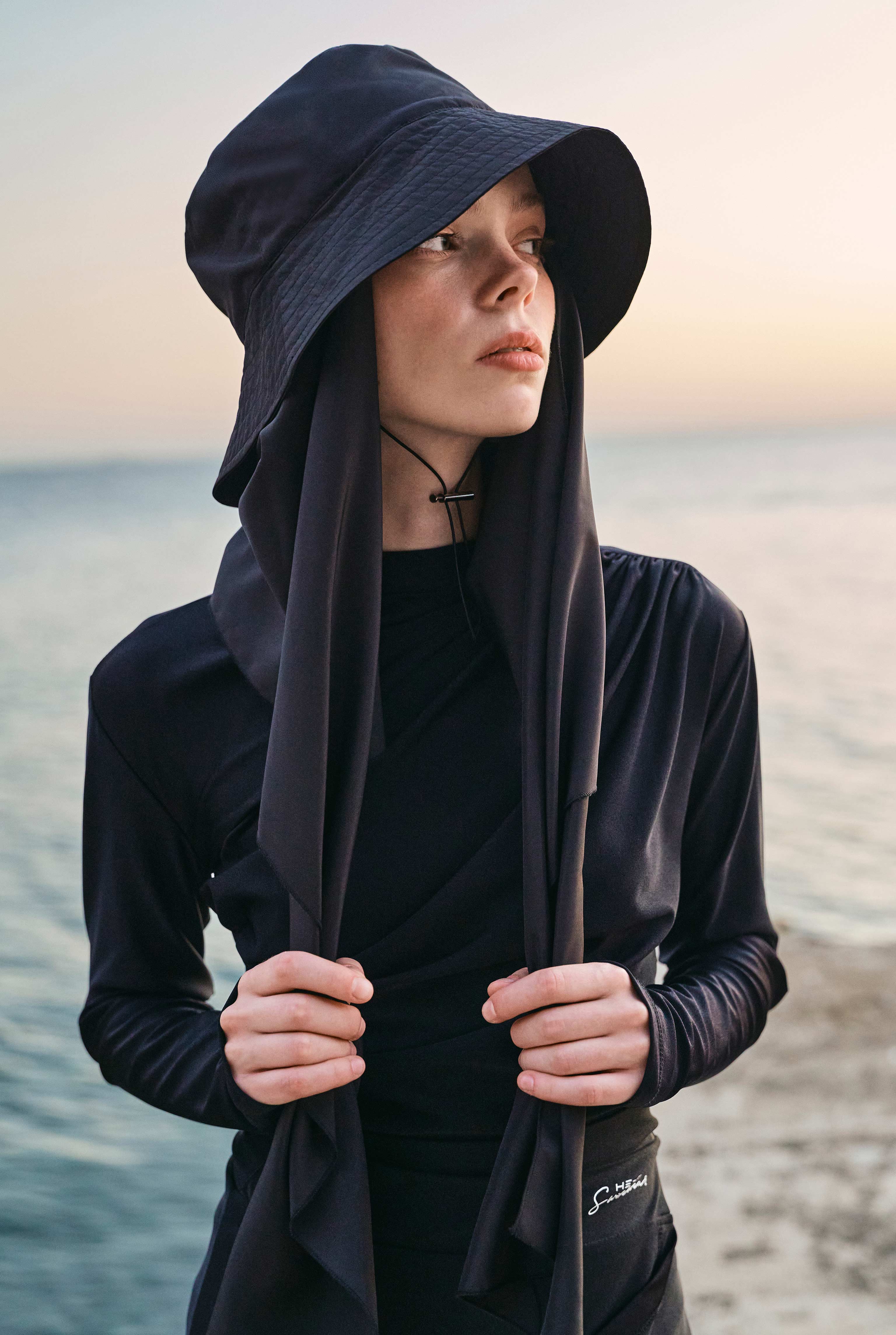 Draped Modest Swimwear Set Black - 9