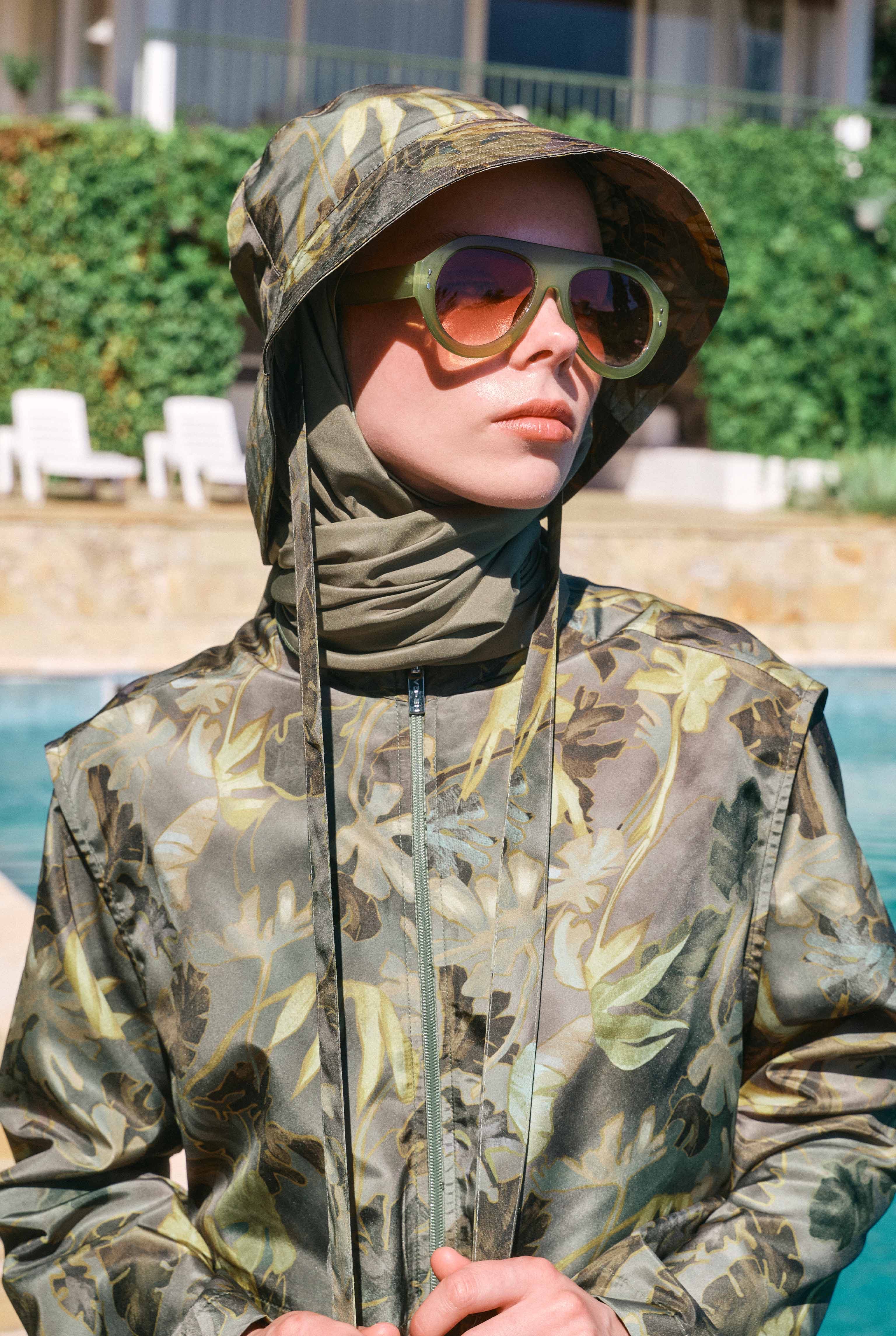 Bucket Hat Sage Green Palme Patterned - 3
