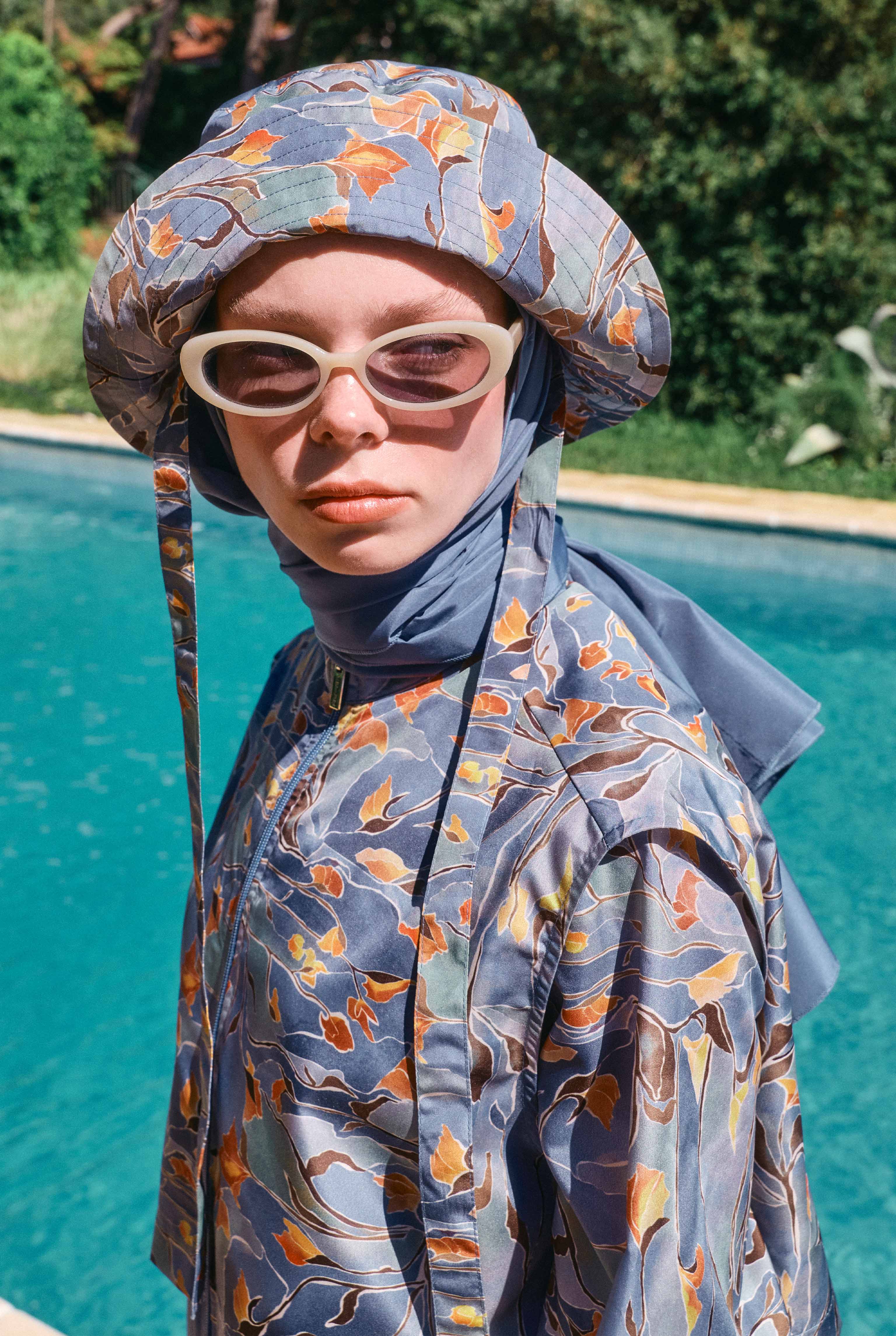 Bucket Hat Frame Bloom Blue Patterned - HE-QA
