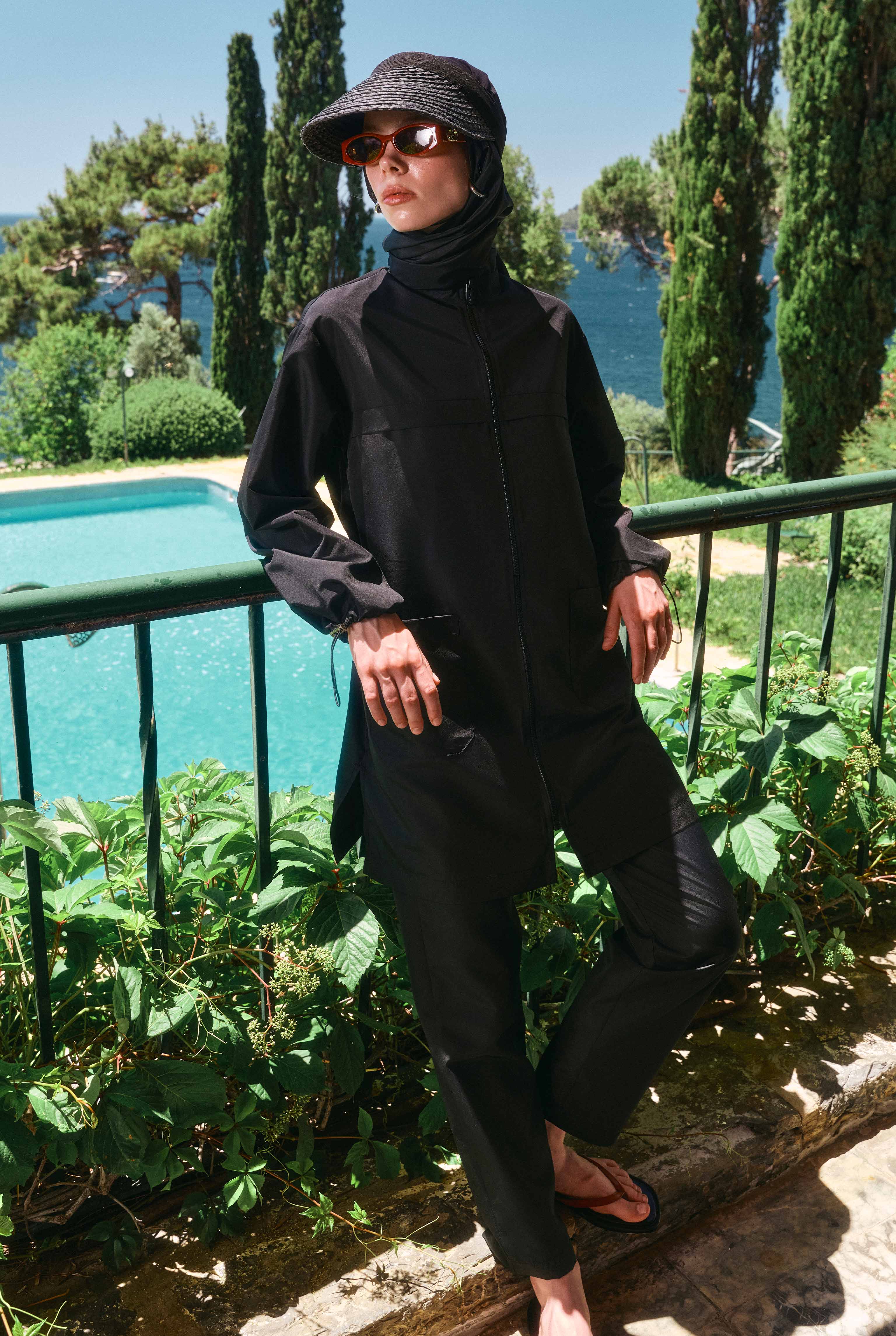 Straw Visor Hat Black - 4