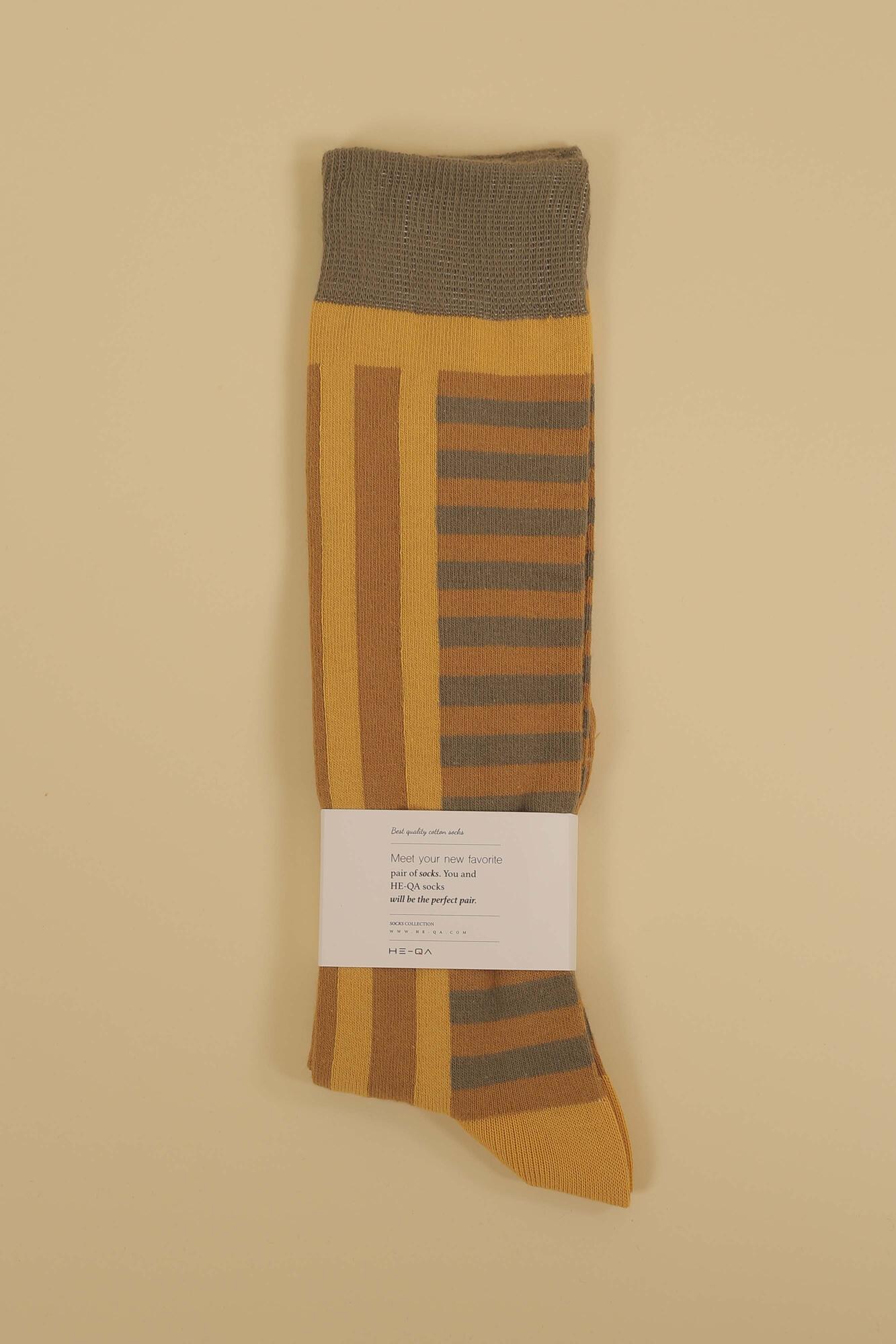 Patterned Midi Socks Mustard - 1