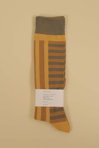 Patterned Midi Socks Mustard 
